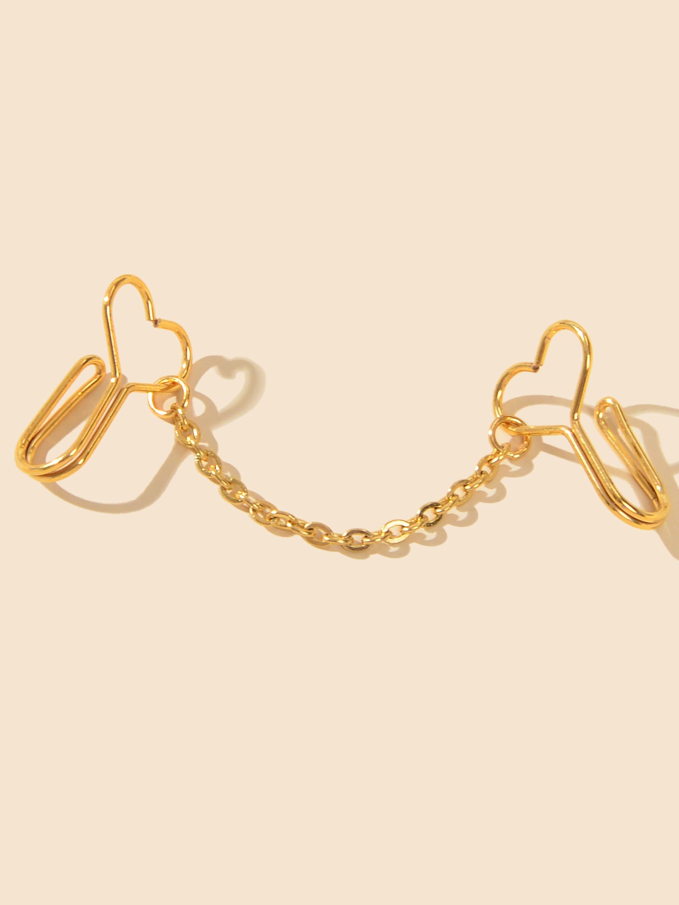 1pc Faux Lip Ear Nose Gold Silver Heart Chain Non Piercing Clip On Nose Ring