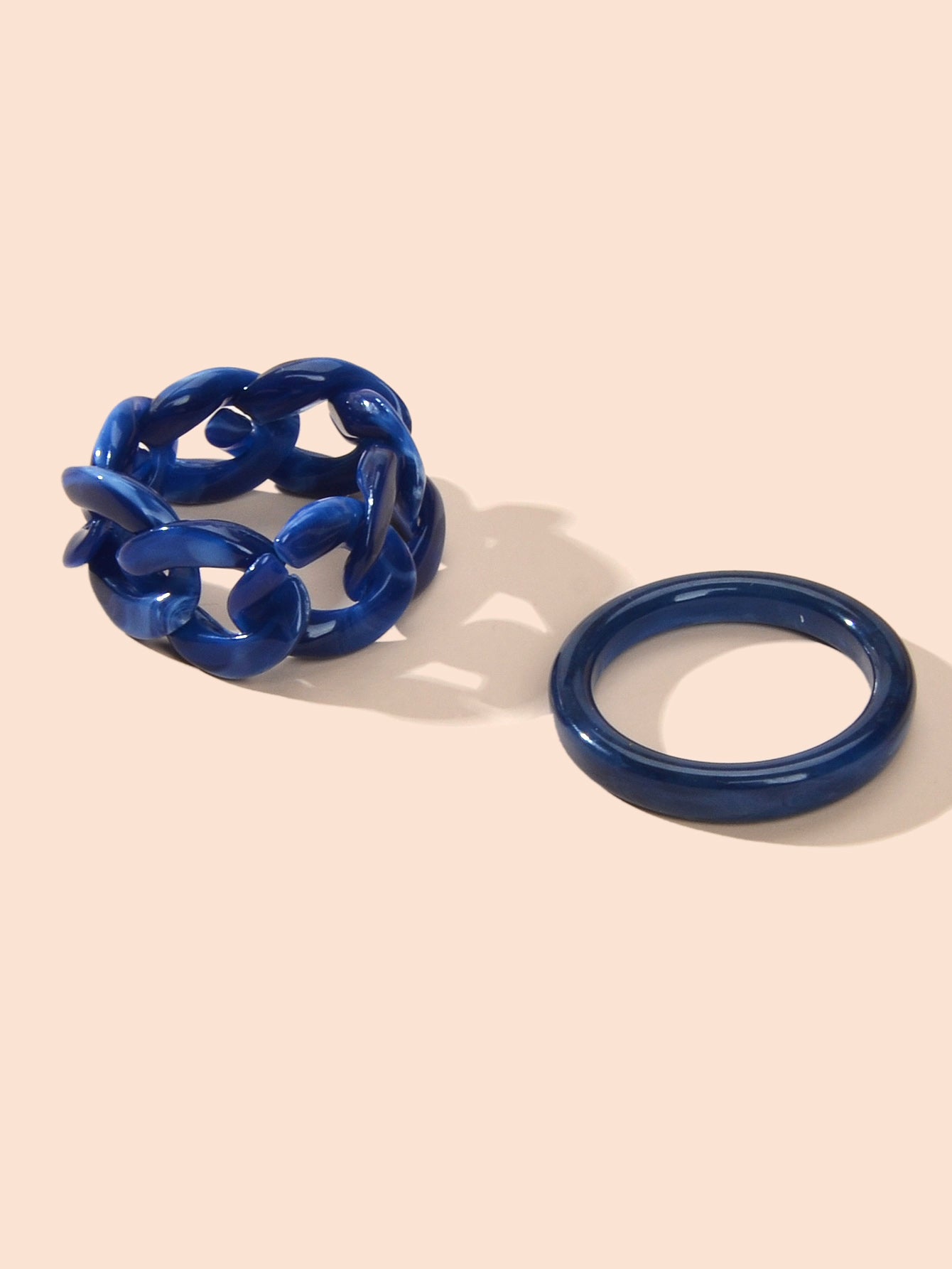 2pcs Trendy Jewelry Blue Brown Geometric Stackable Multiple Midi Finger Ring Set
