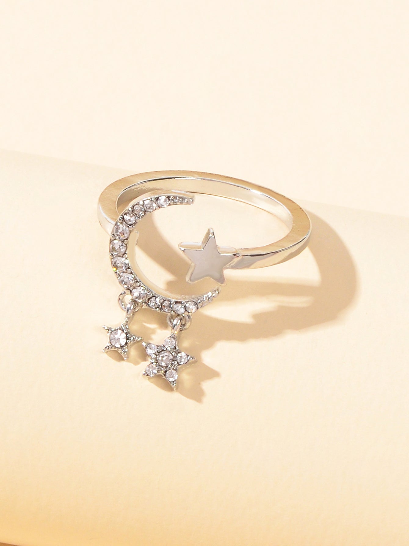 Wedding Anniversary Jewellery Rhinestone Star Charm Moon Finger Ring Women Band