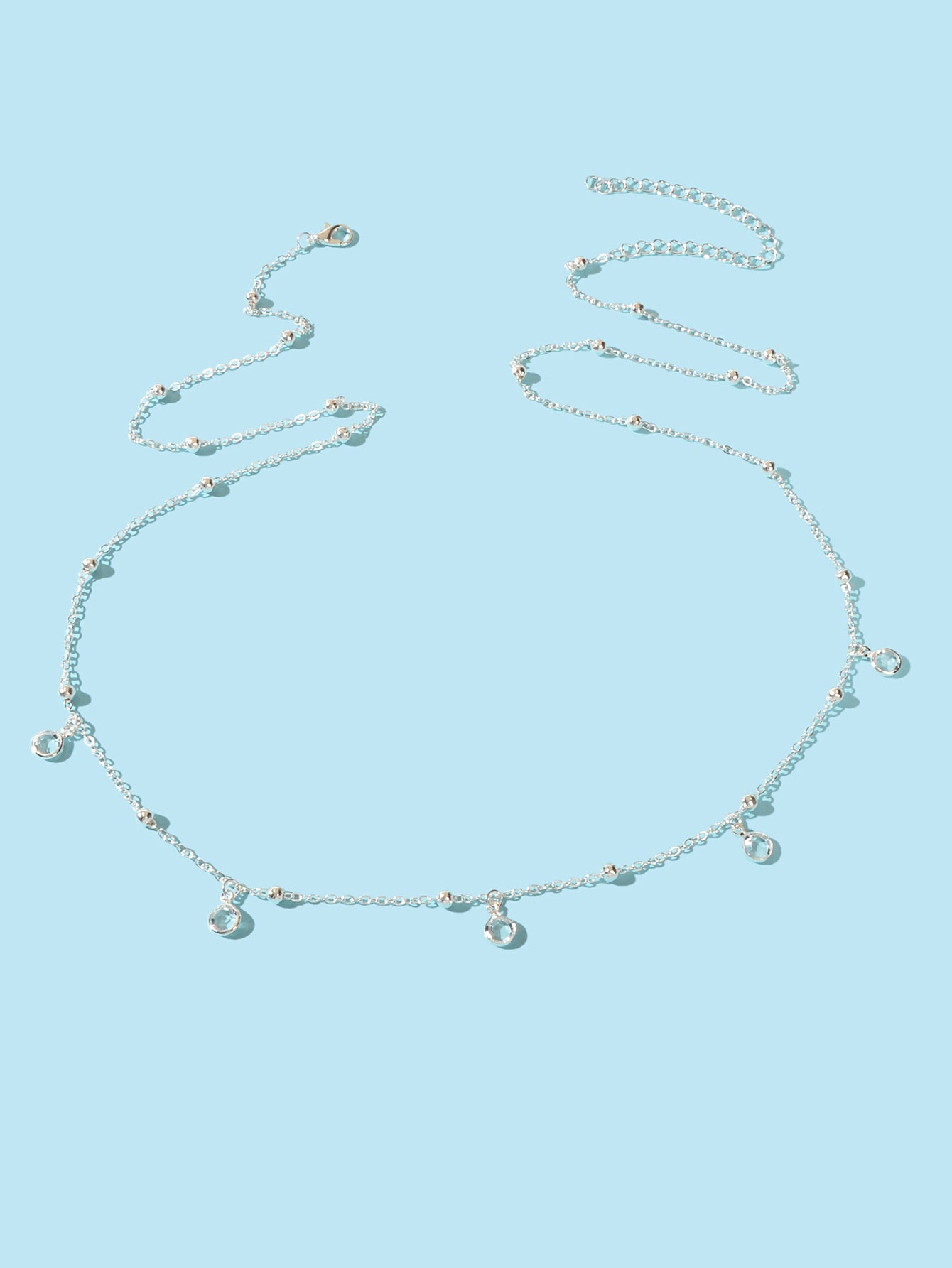 Minimalist Beach Bikini Silver Body Chain Beads Charms Sexy Belly Waist Chain