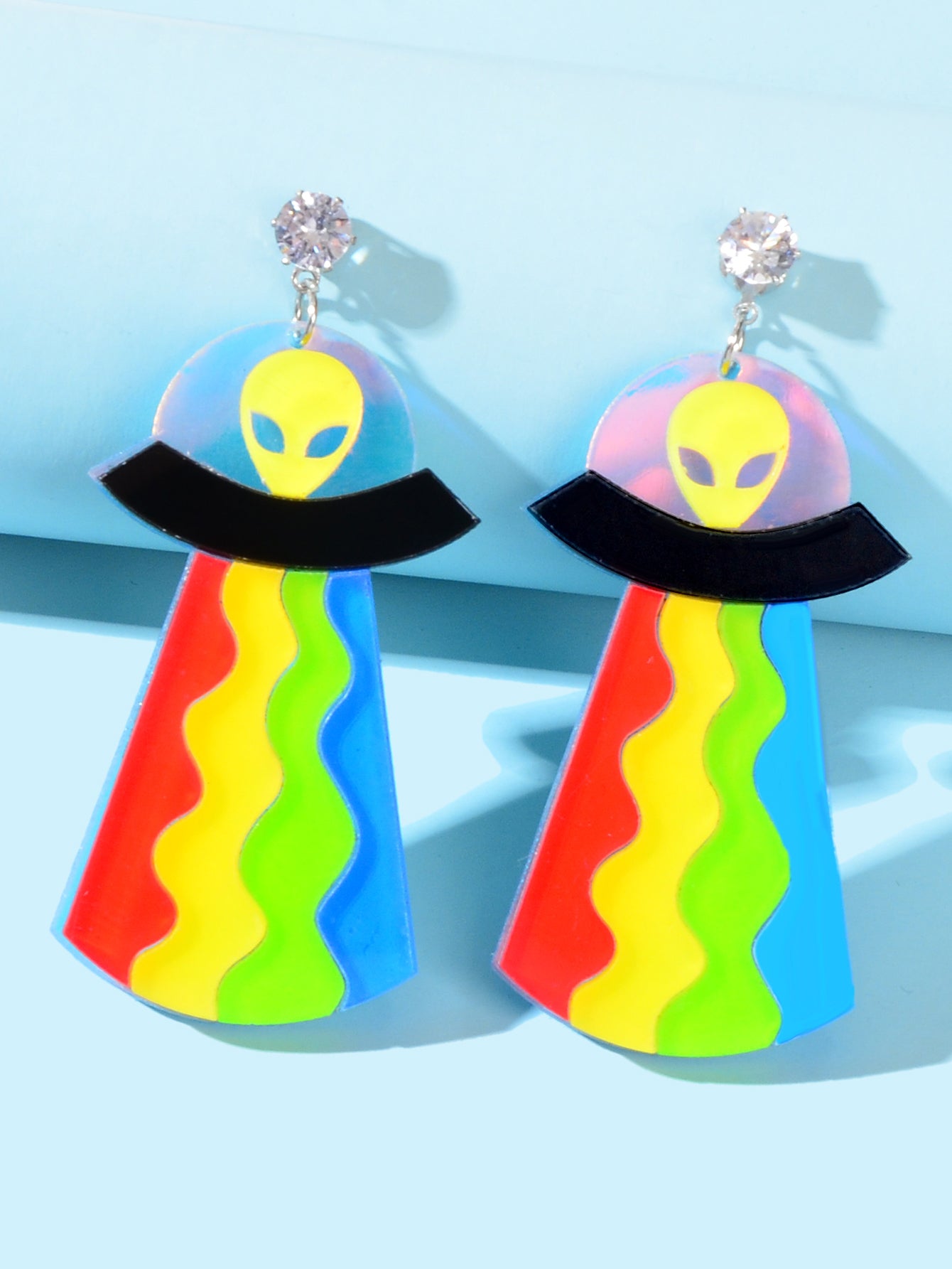 Statement Jewelry Candy Color Resin Saucerman Big Geometric Dangle Punk Earrings