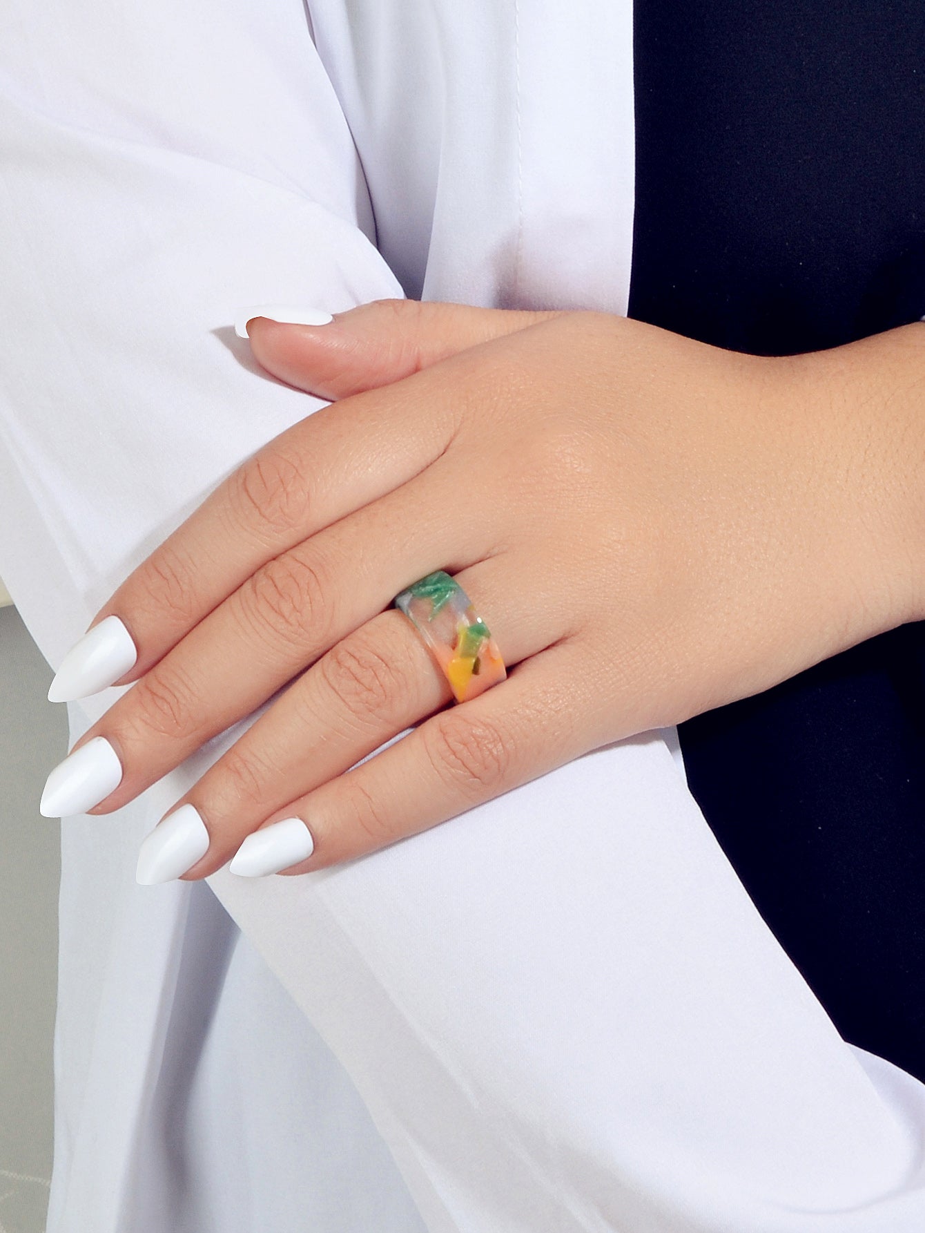 Transparent Acrylic Geometric Finger Chunky Ring Boho Chic Cuff Ring Band Gift