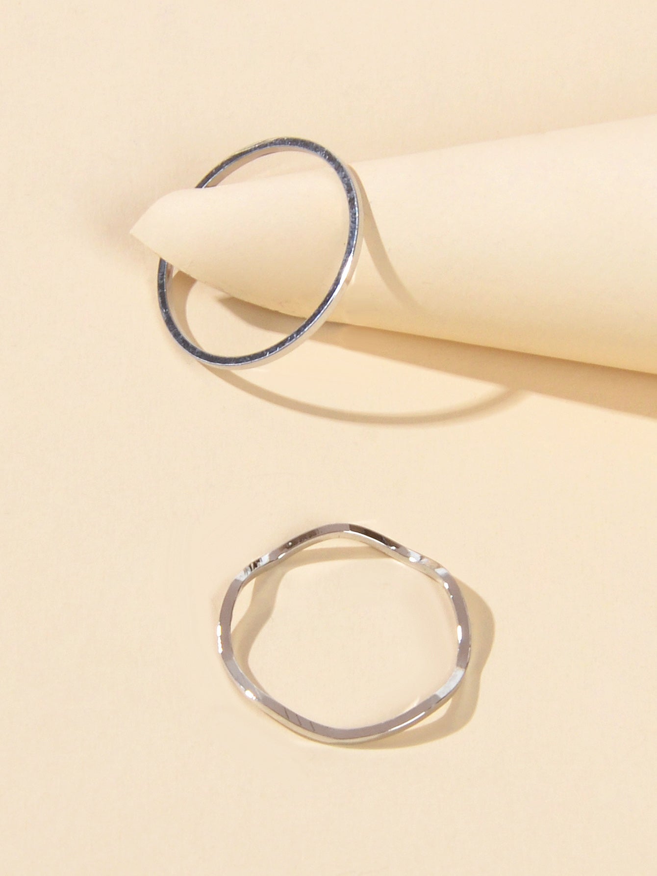 2 pcs Gold Silver Metal Multiple Minimalist Stackable Knuckle Midi Rings Set