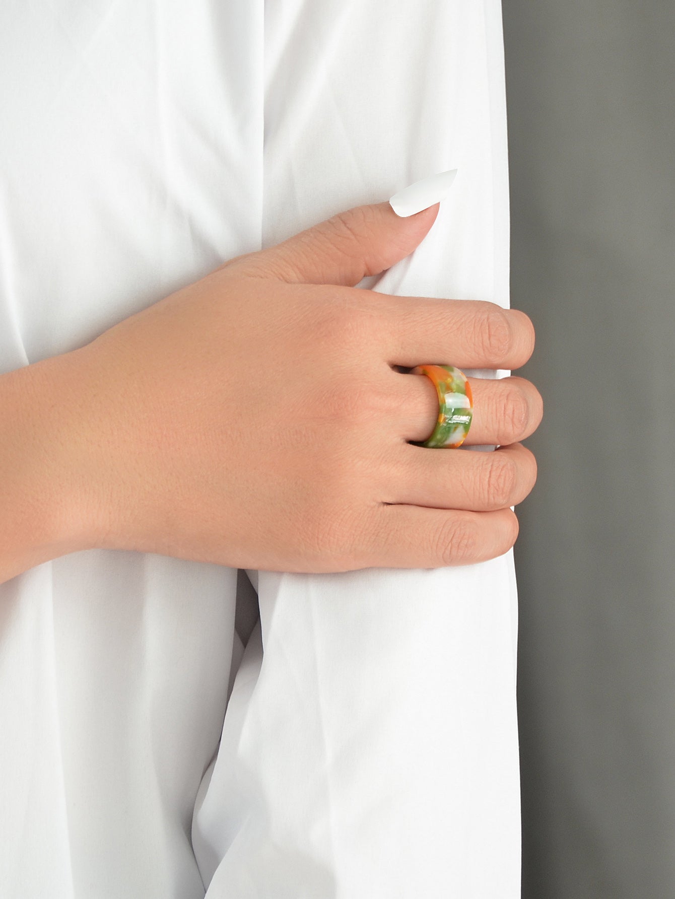 Transparent Acrylic Geometric Finger Chunky Ring Boho Chic Cuff Ring Band Gift