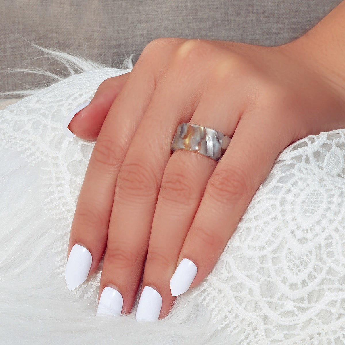 Transparent Acrylic Geometric Finger Chunky Ring Boho Chic Cuff Ring Band Gift
