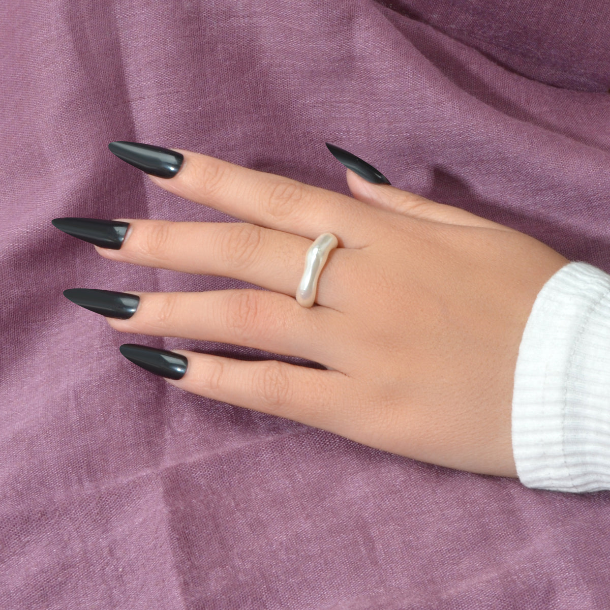 Retro Faux Pearl Square Geometric Engagement Finger Ring Wedding Party Wear Gift