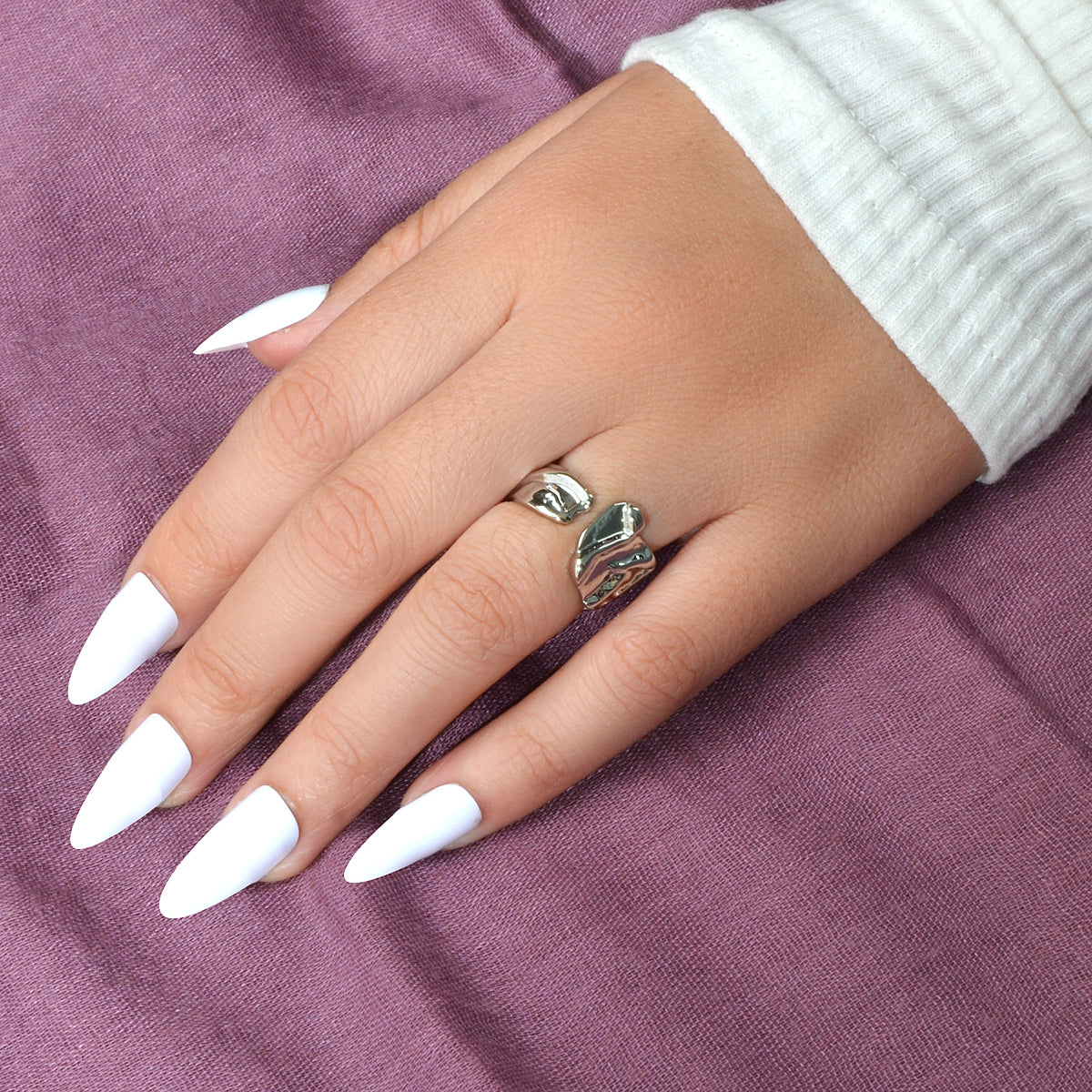 Designer Gold Silver Metal Irregular Geometric Chunky Open Cuff Finger Ring Gift
