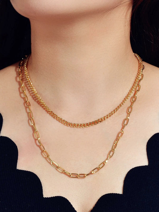 AU Stock 2pcs Chunky Link Chain Statement Layered Necklace Punk Rock Accessories