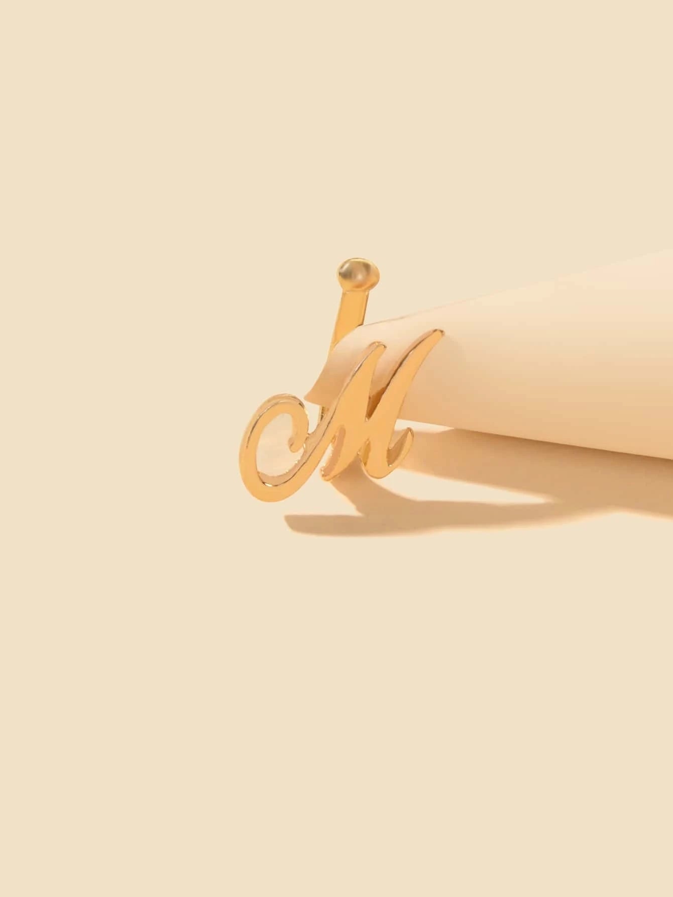 Gold Letter M Shape Small Fake Nose Ring Lip Ear Nose Body Piercing Stud Jewelry