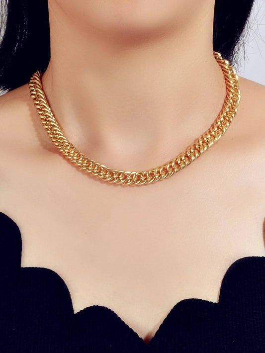 Minimalist Gold Chunky Solid Chain Statement Necklace Punk Halloween Jewellery