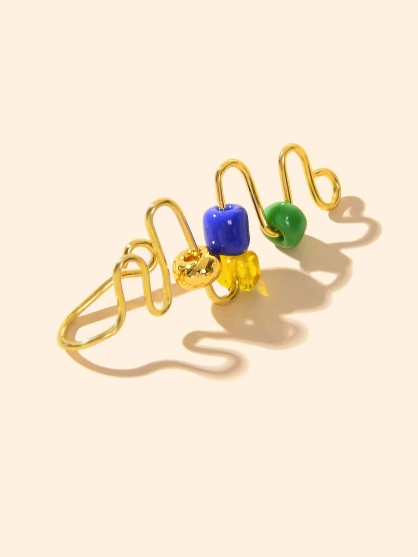 1 pc Fake Nose Ring Blue Green Beads Spiral Nose Stud Piercing Faux Nose Rings