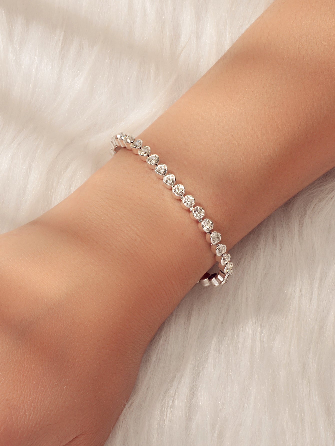 Luxury Full Rhinestone Tennis Bracelet Girl Bling Crystal Wedding Party Jewelry