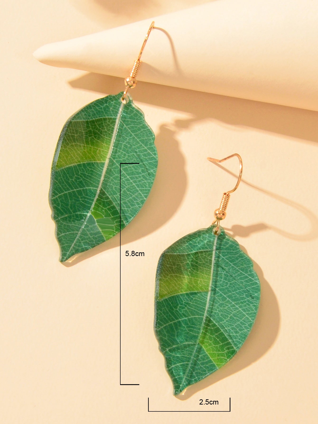 Acrylic Drop Dangle Green Leaf Lightweight Resin Earrings Women Costume Jewelry