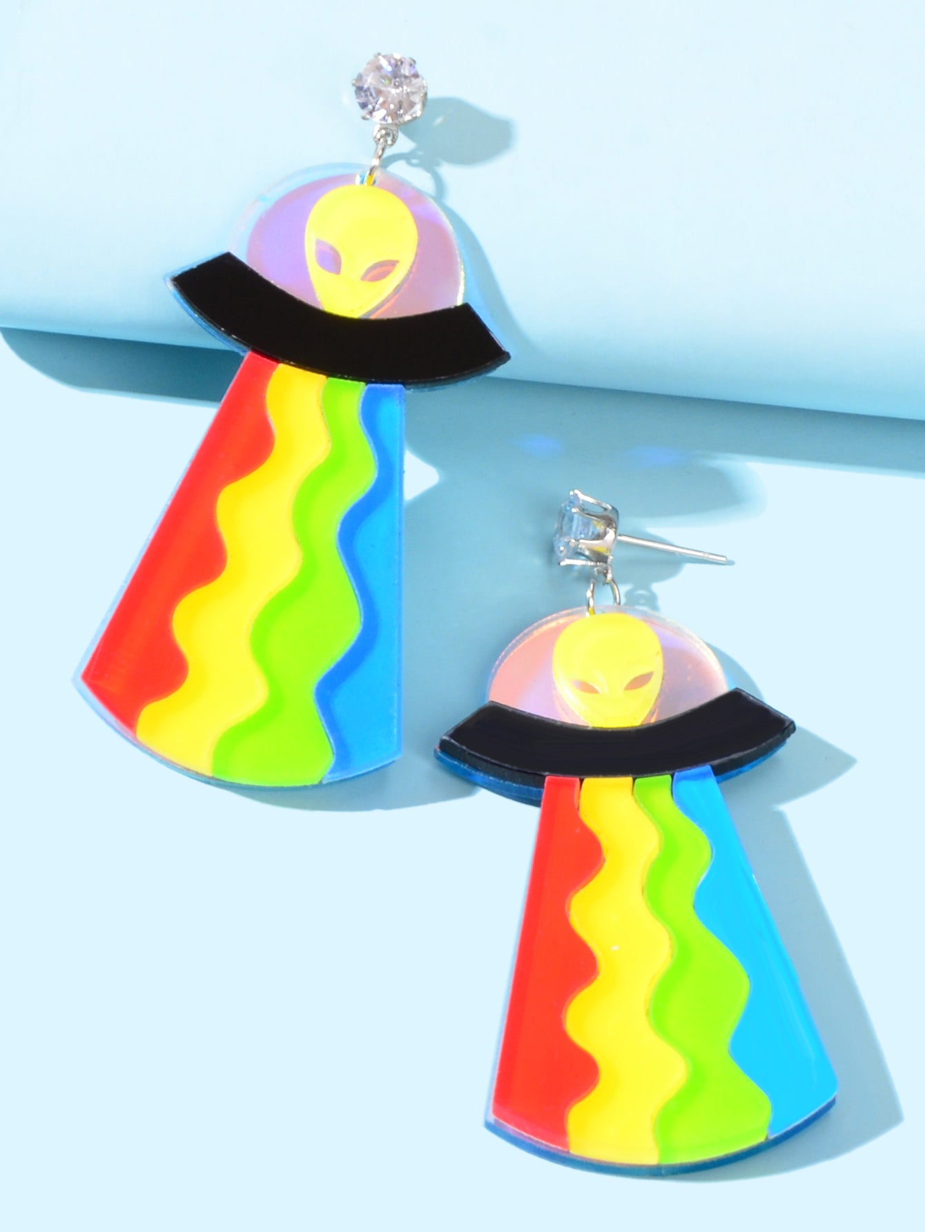 Statement Jewelry Candy Color Resin Saucerman Big Geometric Dangle Punk Earrings