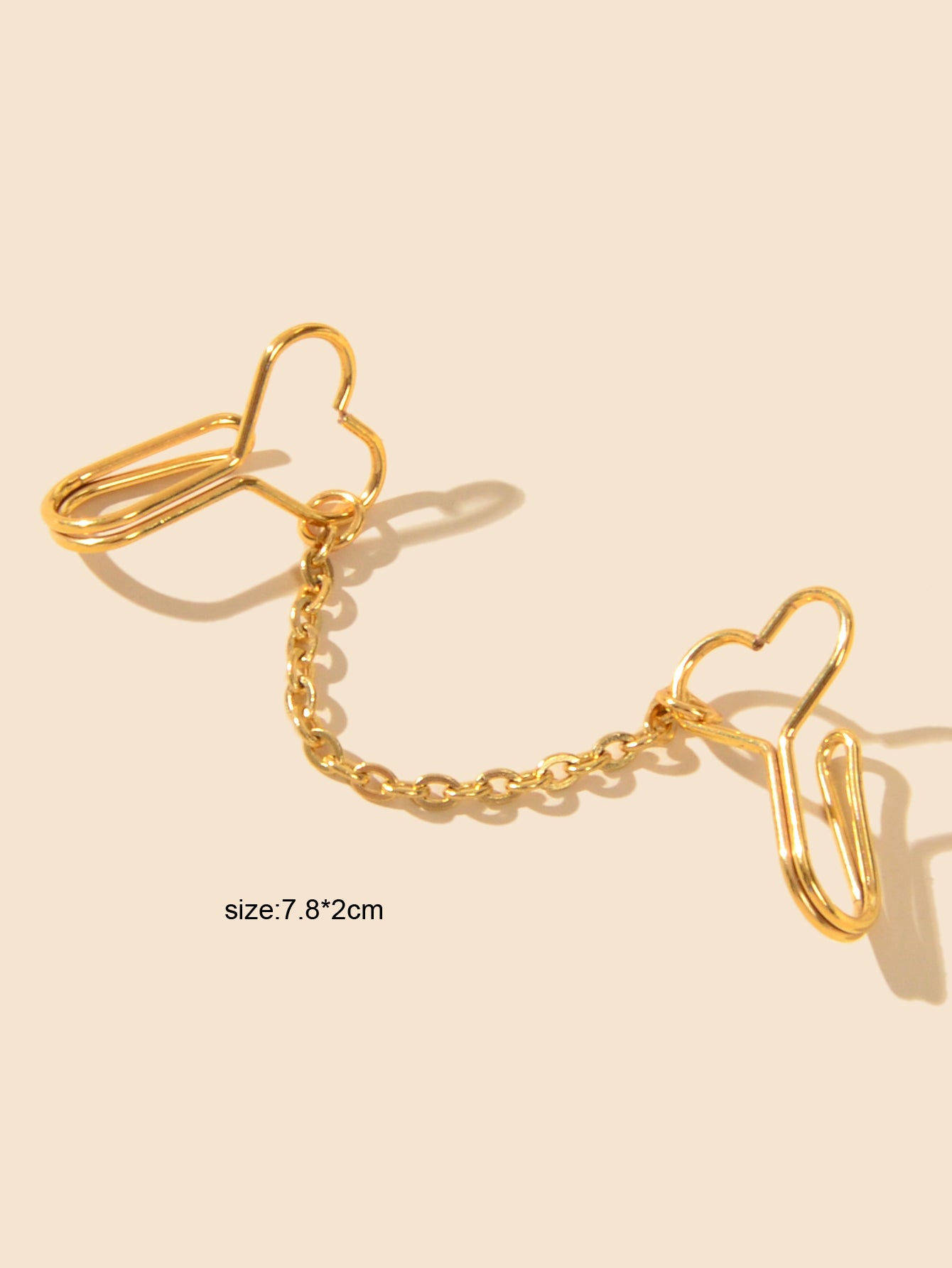 1pc Faux Lip Ear Nose Gold Silver Heart Chain Non Piercing Clip On Nose Ring
