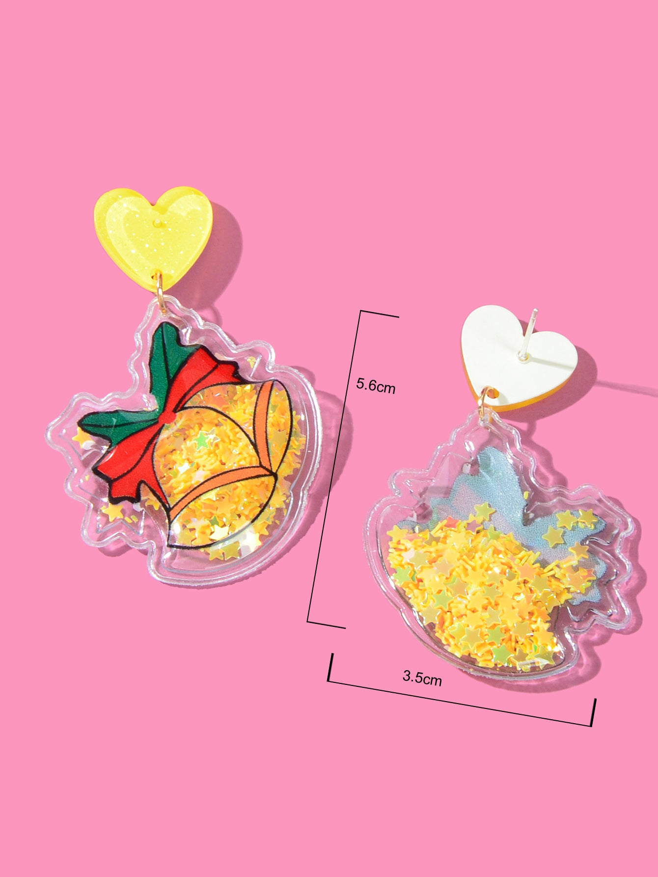 Christmas Bell Earrings Love Heart Charm Stud Girls Gift