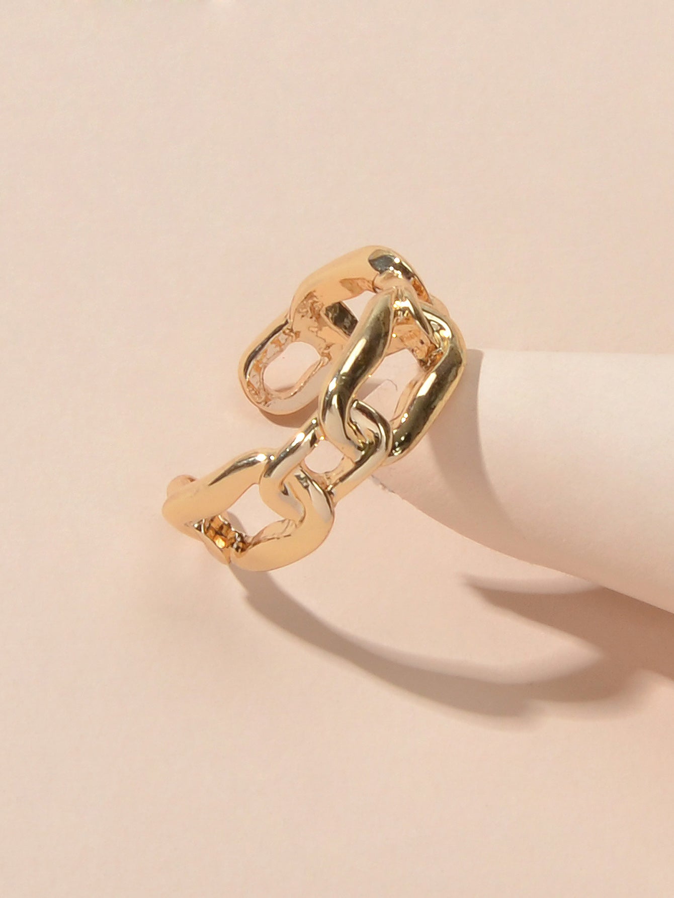 Minimalist Jewelry Metal Lock Chain Design Open Cuff Finger Trendy Ring AU Stock