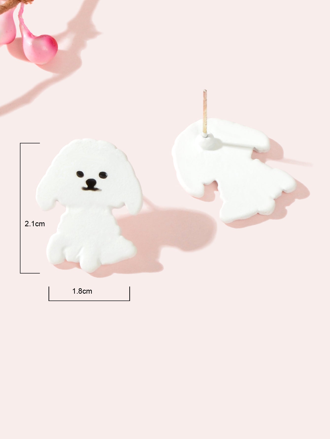 Tiny White Dog Puppy Stud Earrings Cute Teens Girls Women Dainty Jewellery Gift