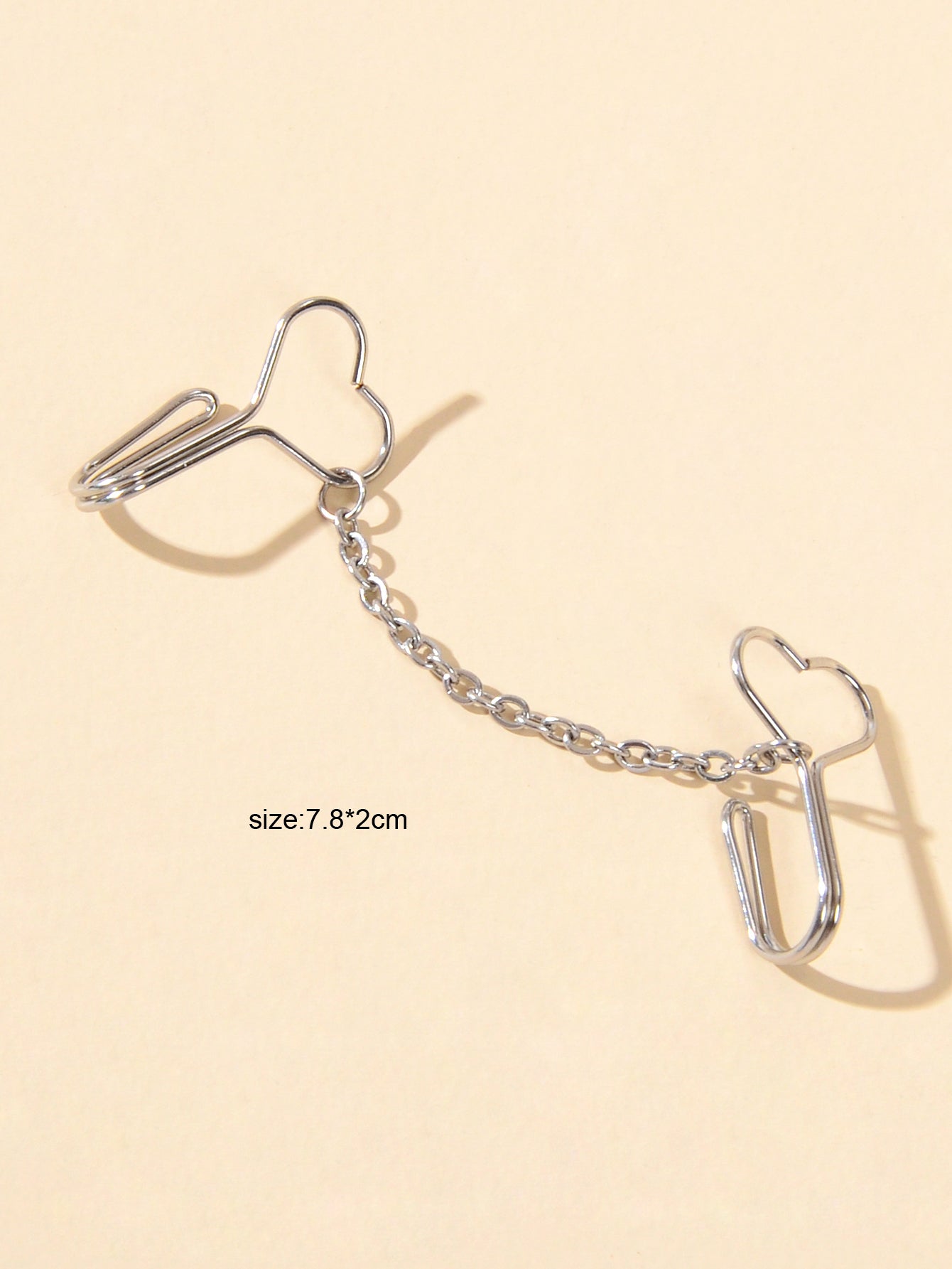 1pc Faux Lip Ear Nose Gold Silver Heart Chain Non Piercing Clip On Nose Ring