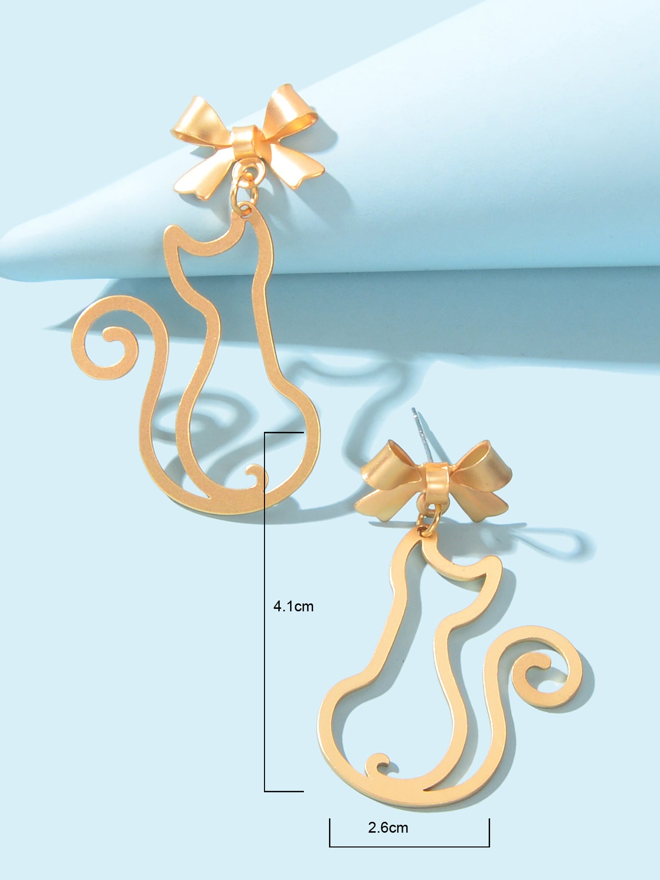 Kawaii Aesthetic Hollow Bow Tie Cat Dangle Earrings Animals Design Accessories