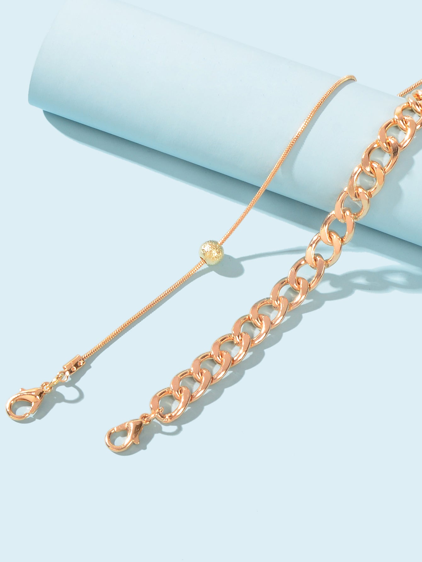 2 pcs Gold Cuban Link Layered Anklets Women Boho Beach Foot Jewellery Party Gift