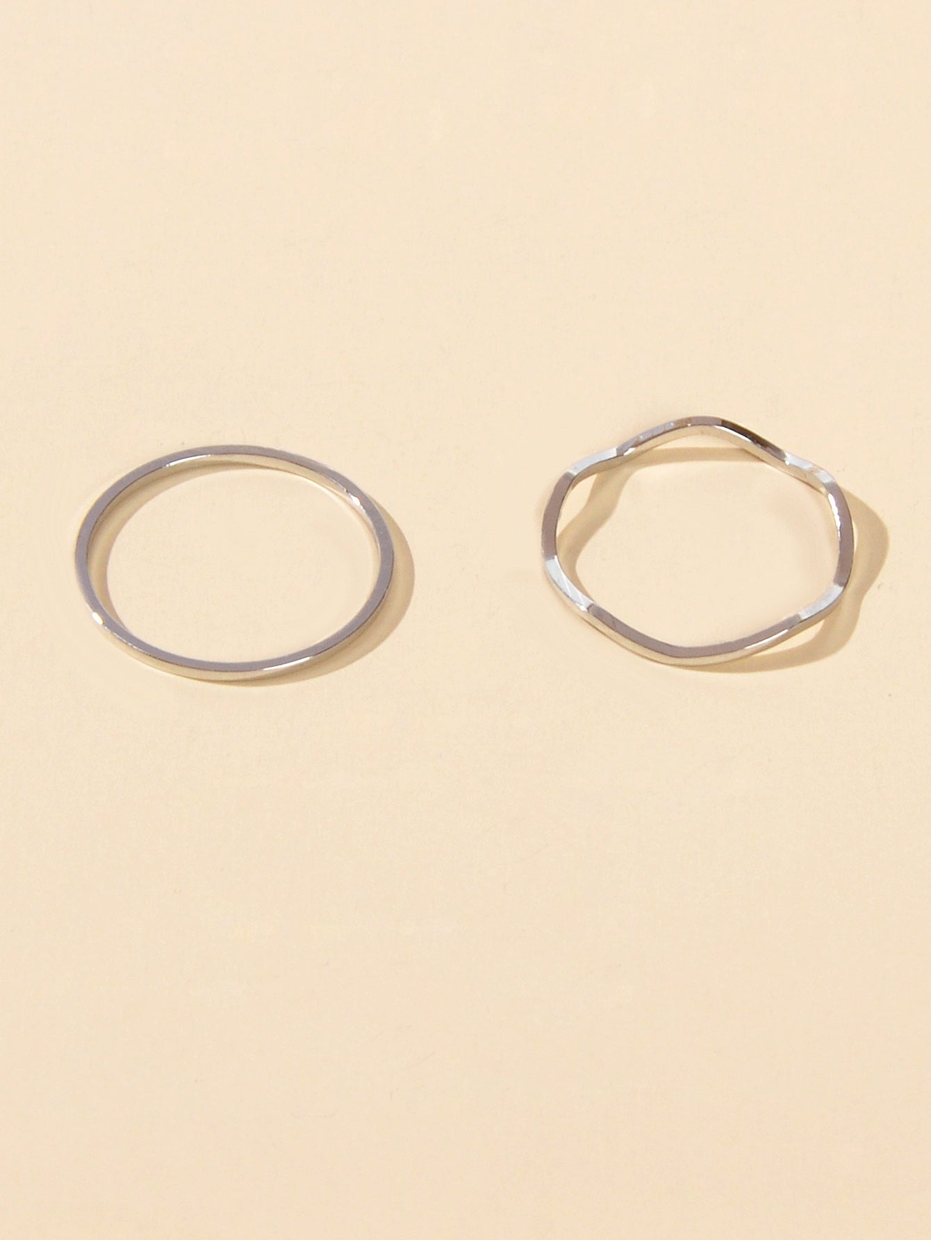 2 pcs Gold Silver Metal Multiple Minimalist Stackable Knuckle Midi Rings Set