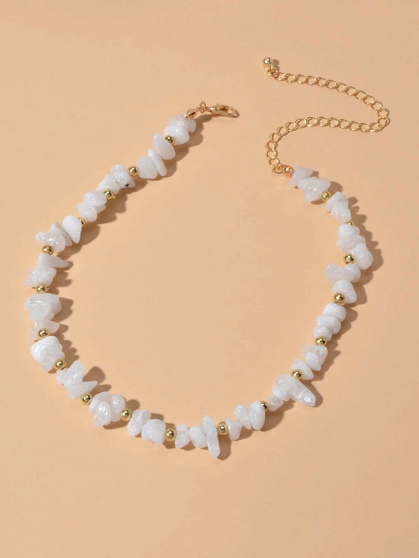 Boho White Stone Turquoise Handmade Necklace Ethic Tribal Festival Jewellery