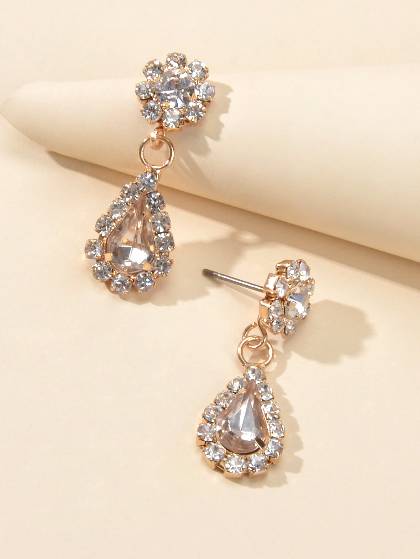Shining Rhinestone Crystal Flower Water Drop Earrings Girl Perfect Party Jewelry