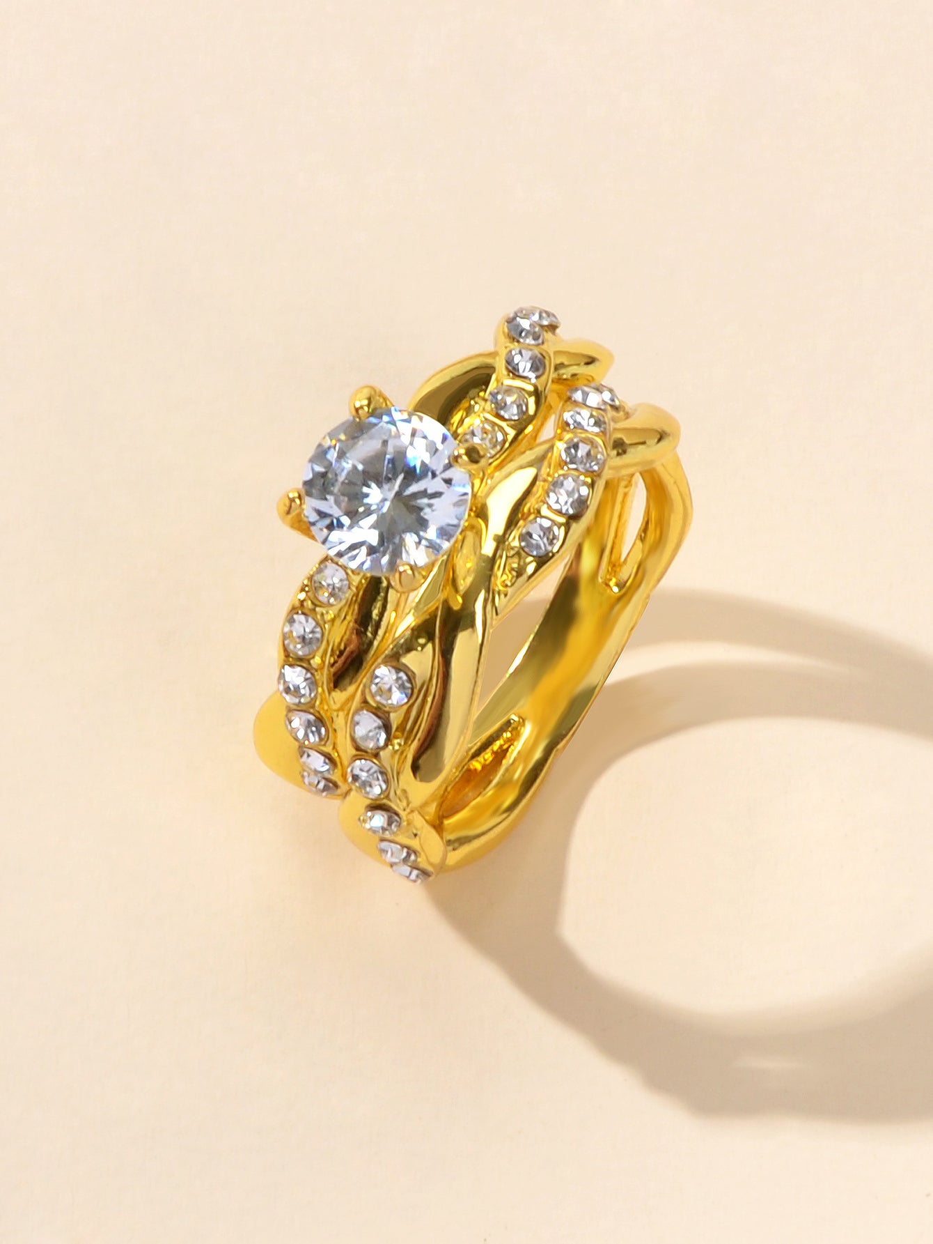 Simulated Diamond Finger Wedding Engagement Ring 2pcs Luxury Women Band