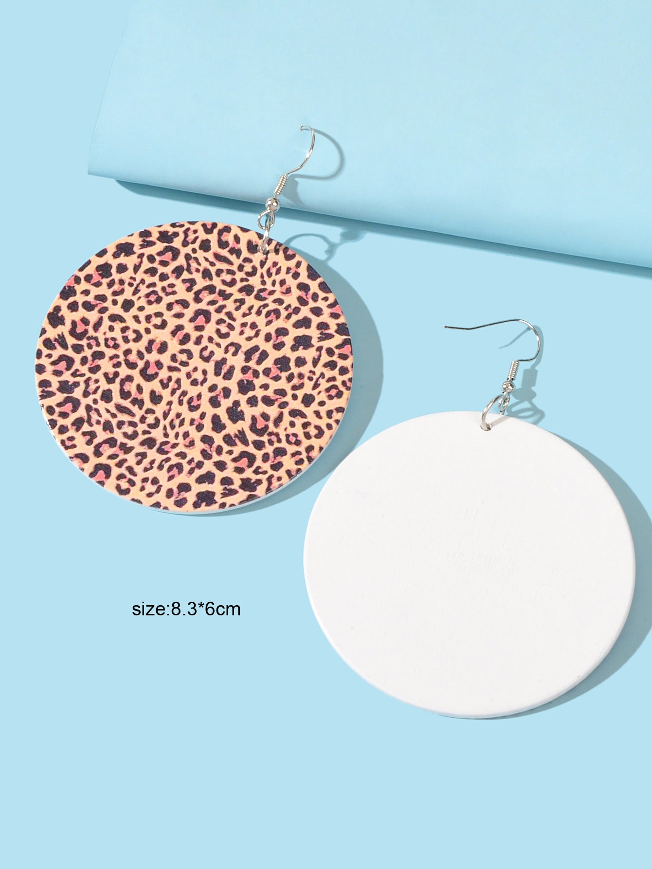 Personality Leopard Pattern Round Wood Big Dangle Earrings Girl Party Decoration