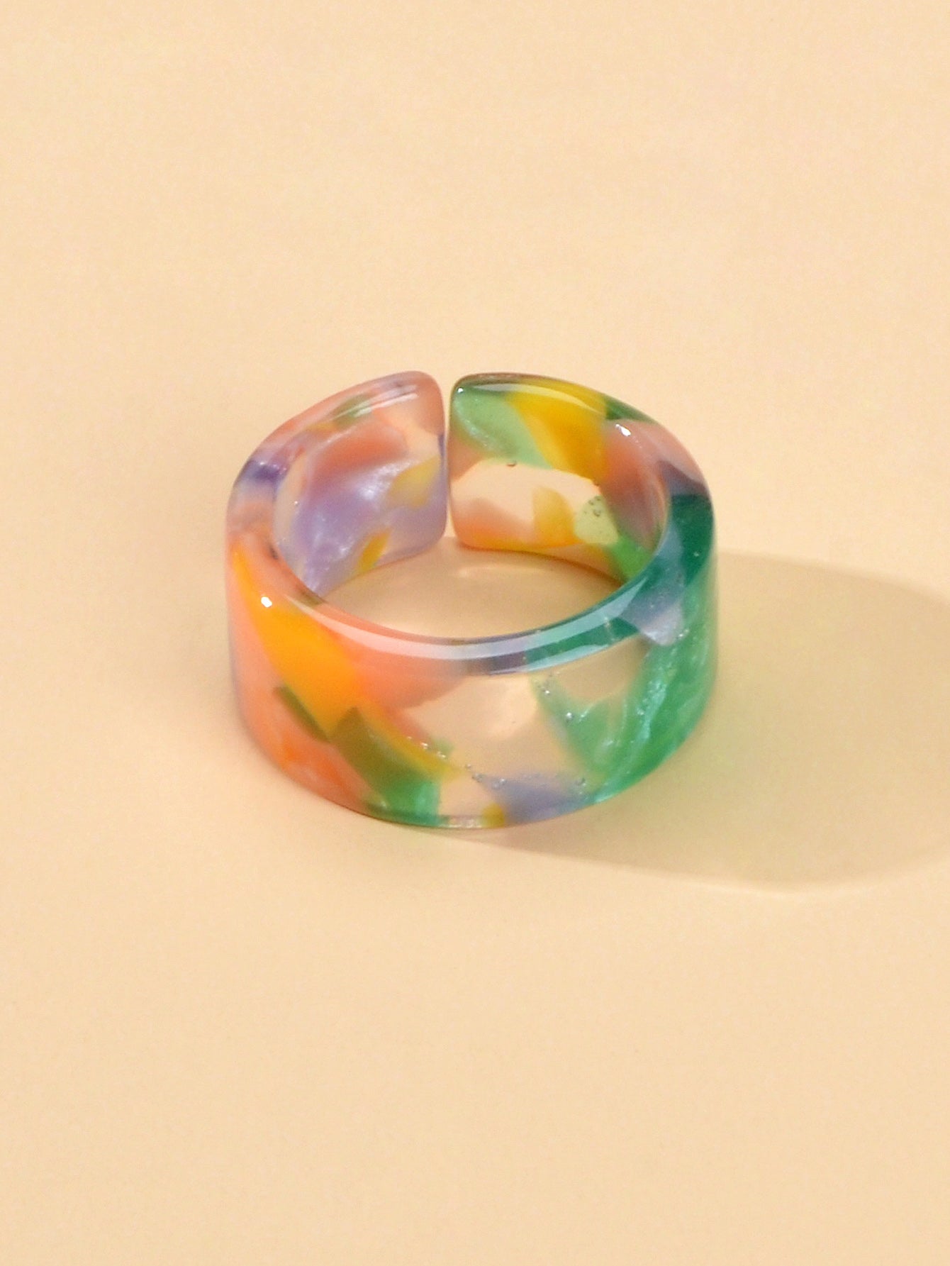 Transparent Acrylic Geometric Finger Chunky Ring Boho Chic Cuff Ring Band Gift