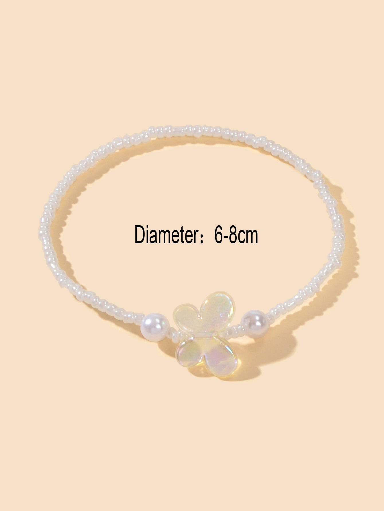 Ladies Jewellery Butterfly Decor Pearl Beads Retro Style Elastic Bracelet Bangle
