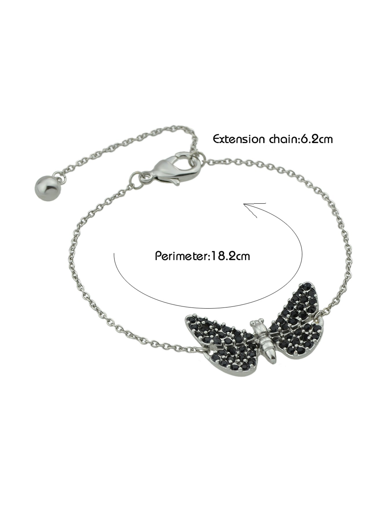 Designer Jewellery Silver Chain Black Beads Butterfly Bracelet Fashion Bangle