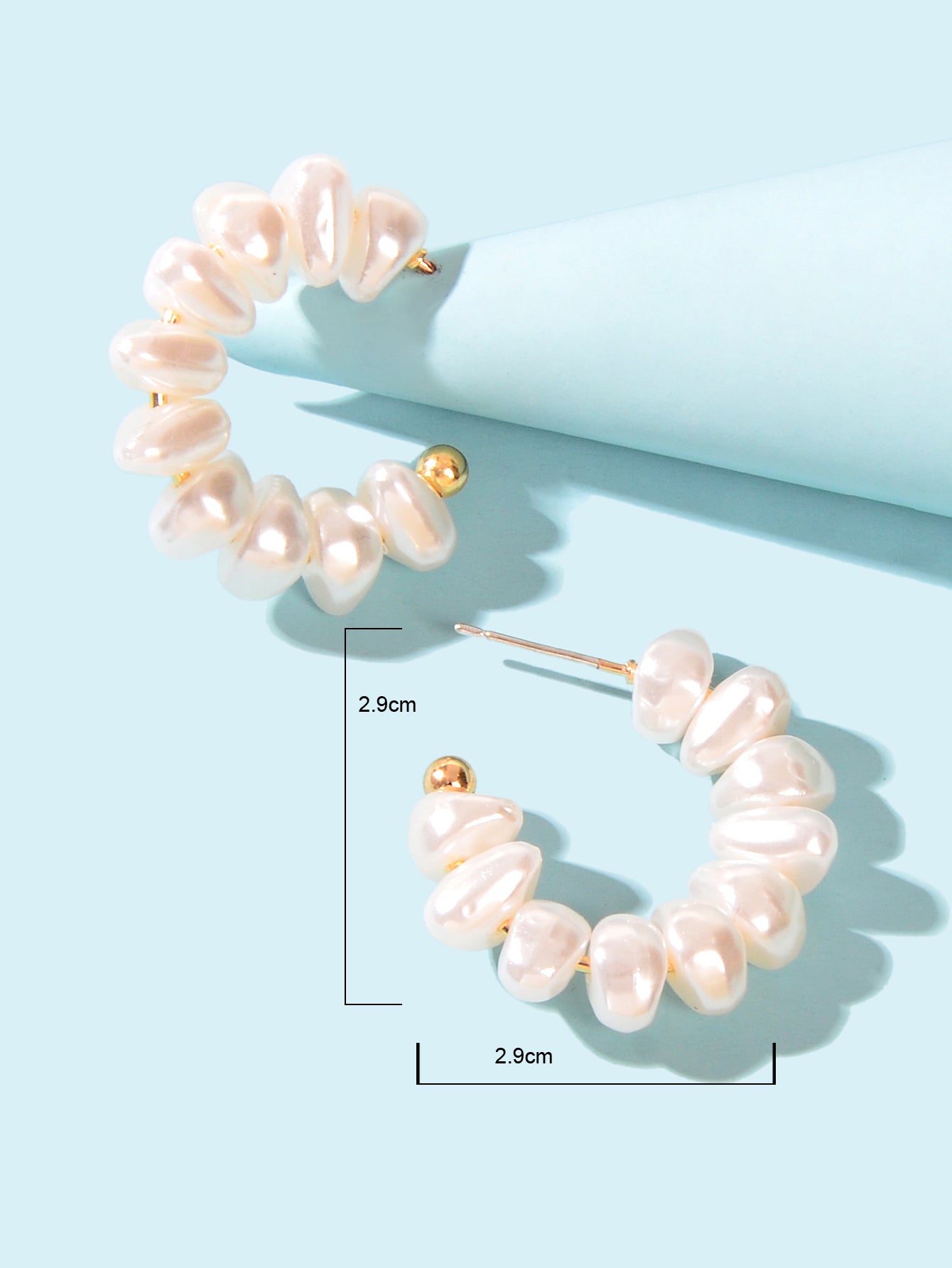 Irregular Pearl Hoop Small Lightweight Huggie Earrings Women Wedding Anniversary