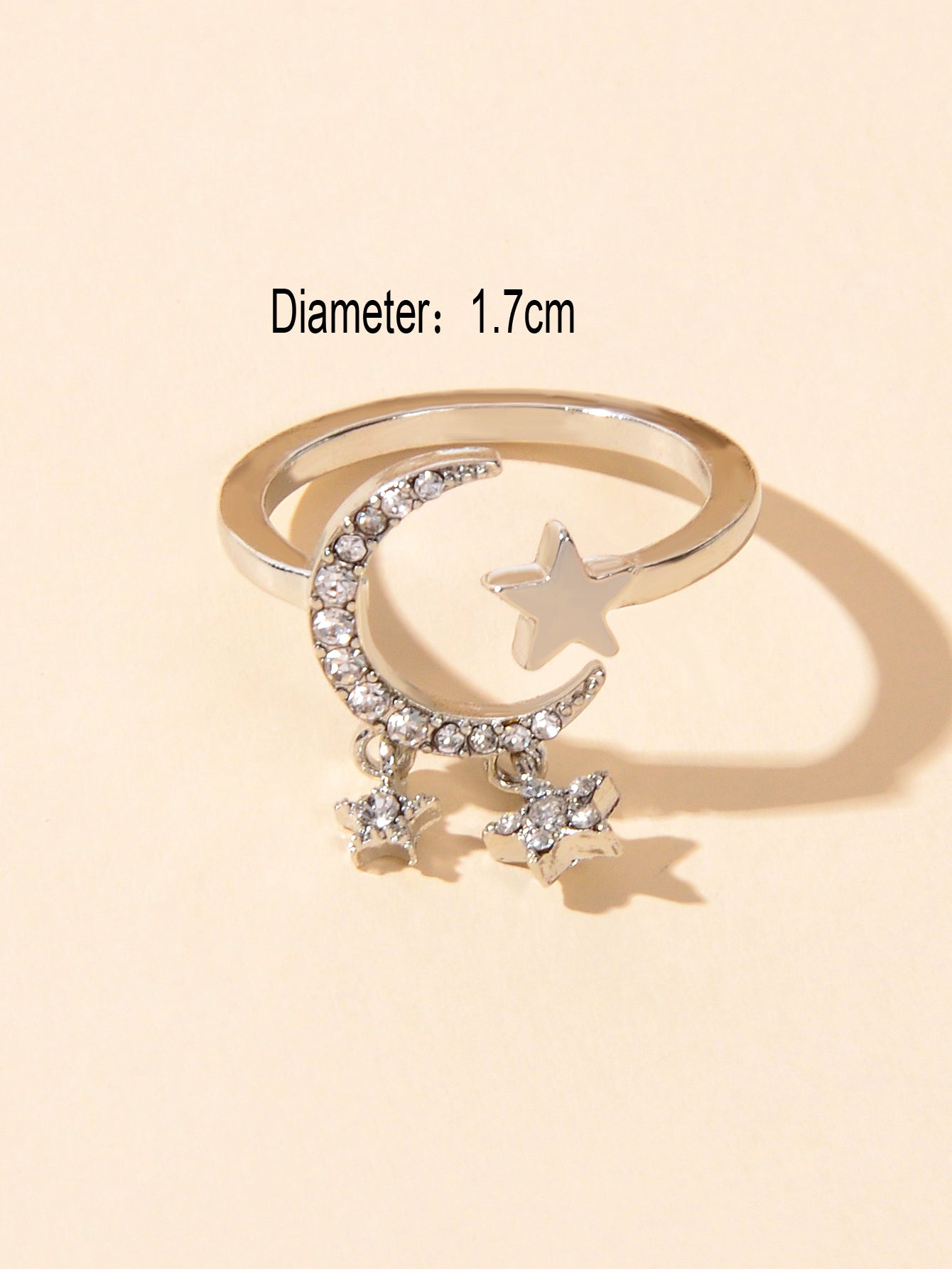 Wedding Anniversary Jewellery Rhinestone Star Charm Moon Finger Ring Women Band