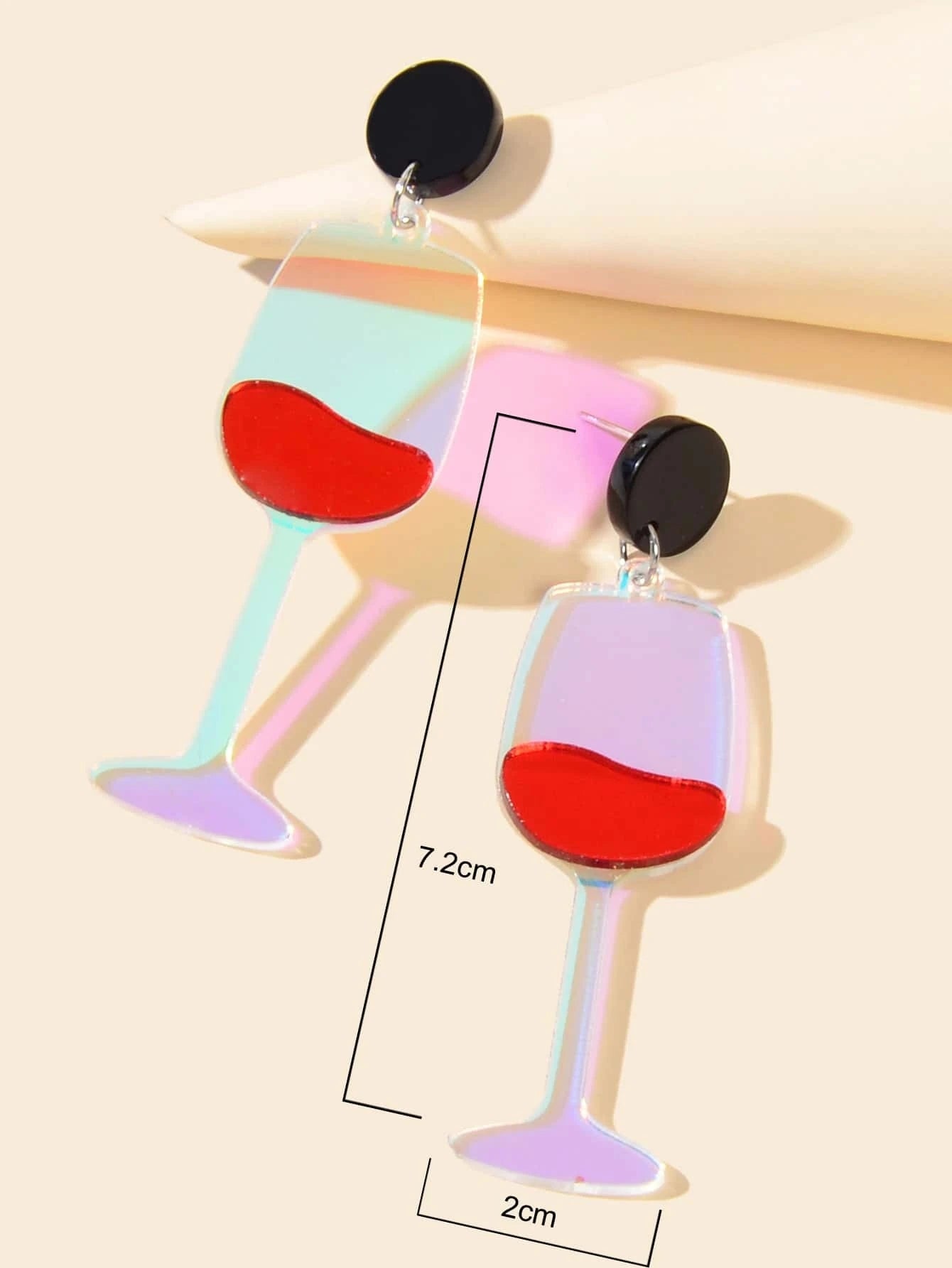 Resin Lightweight Dangle Wine Goblet Drop Earrings Women Girl Teen Party Jewelry