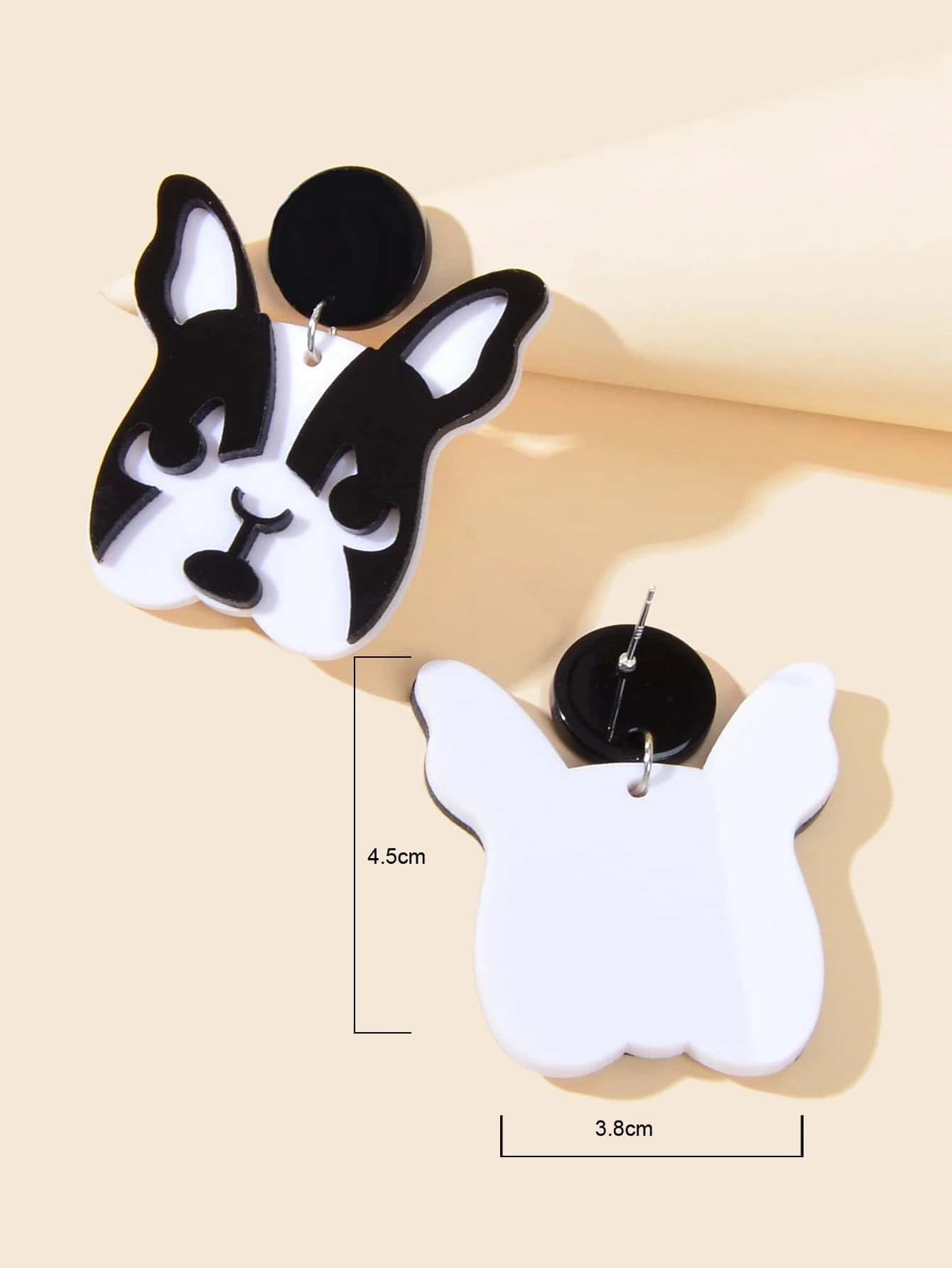 Cartoon Jewelry Black White Acrylic Dog Dangle Statement Lovely Women Earrings