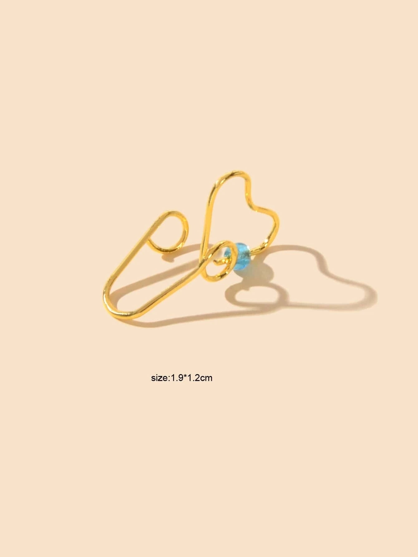 1 pc Gold Heart Bead Fake Nose Ring Lip Ear Nose Body Piercing Stud Jewellery