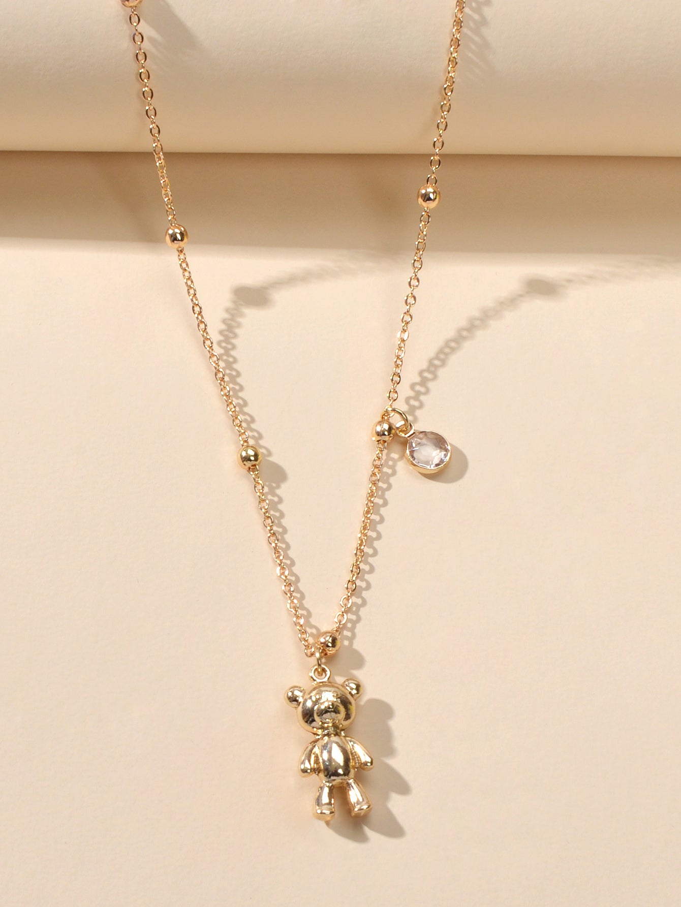 Lovely Female Jewellery Long Gold Chain Bear Pendant Necklace Trendy Accessories