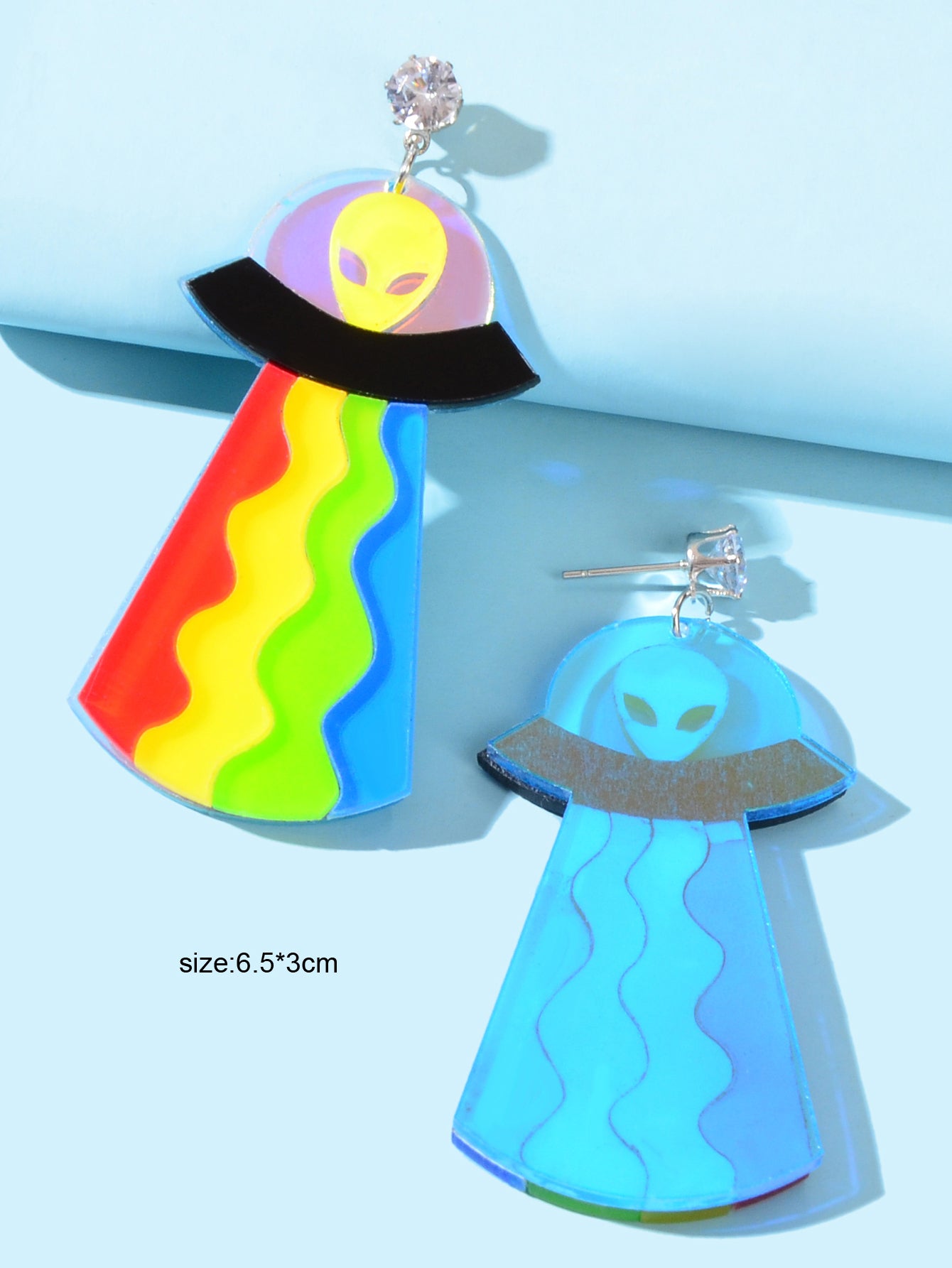 Statement Jewelry Candy Color Resin Saucerman Big Geometric Dangle Punk Earrings