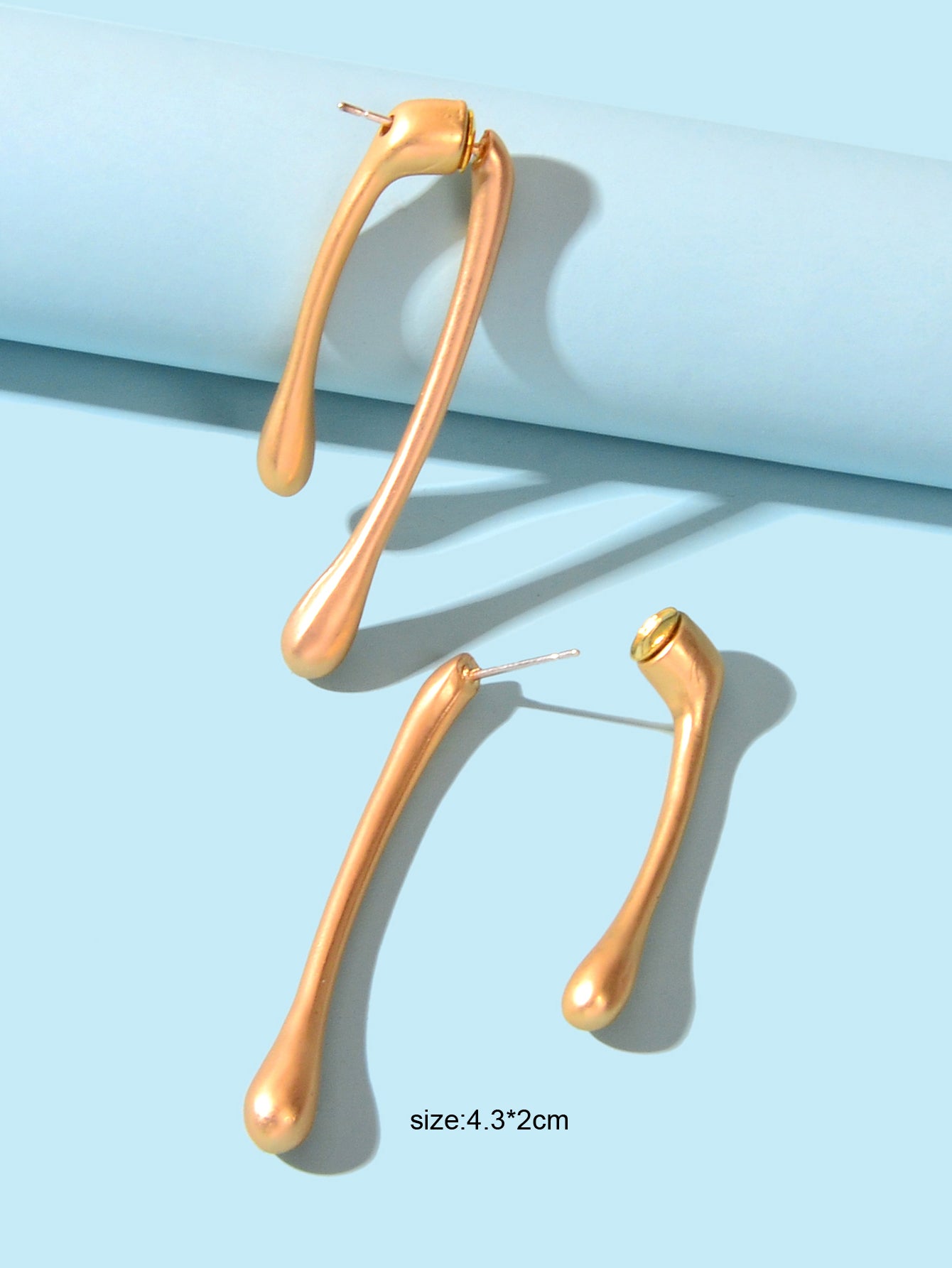 Designer Jewelry Minimalist Gold Metal Geometric Stud Earrings Trendy Ear Jacket