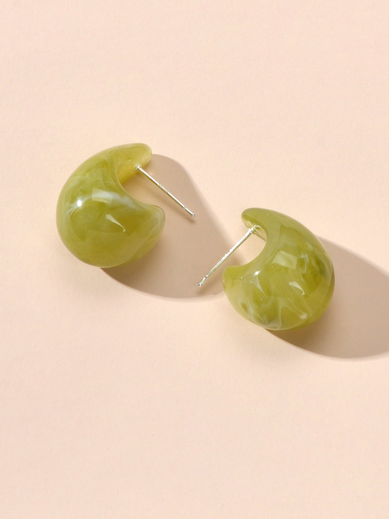 Ethnic Jewellery Green Brown Cute Geometric Hypoallergenic Huggie Stud Earrings