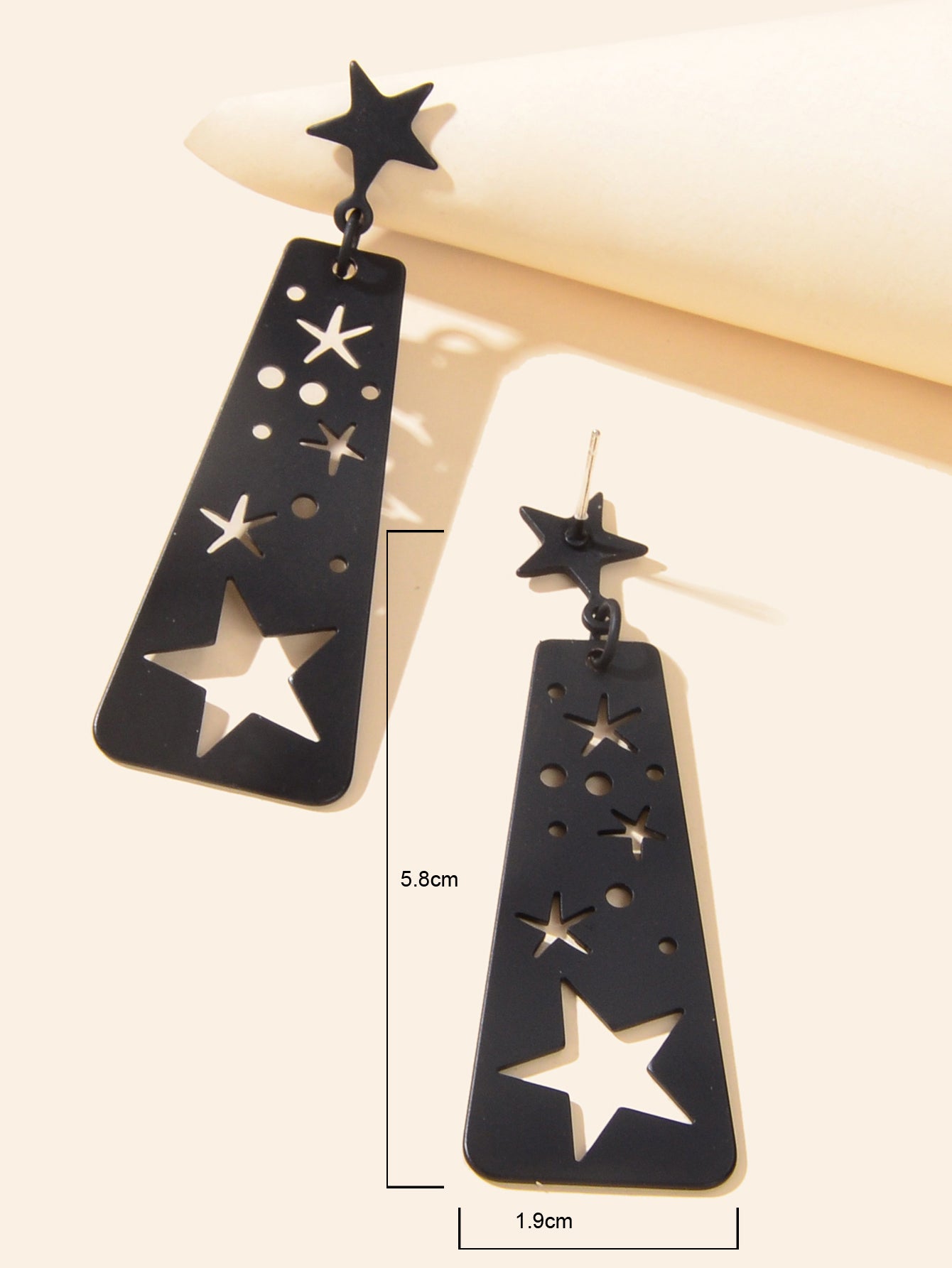 Black Square Geometric Hollow Star Statement Personalized Earrings Ear Jewellery