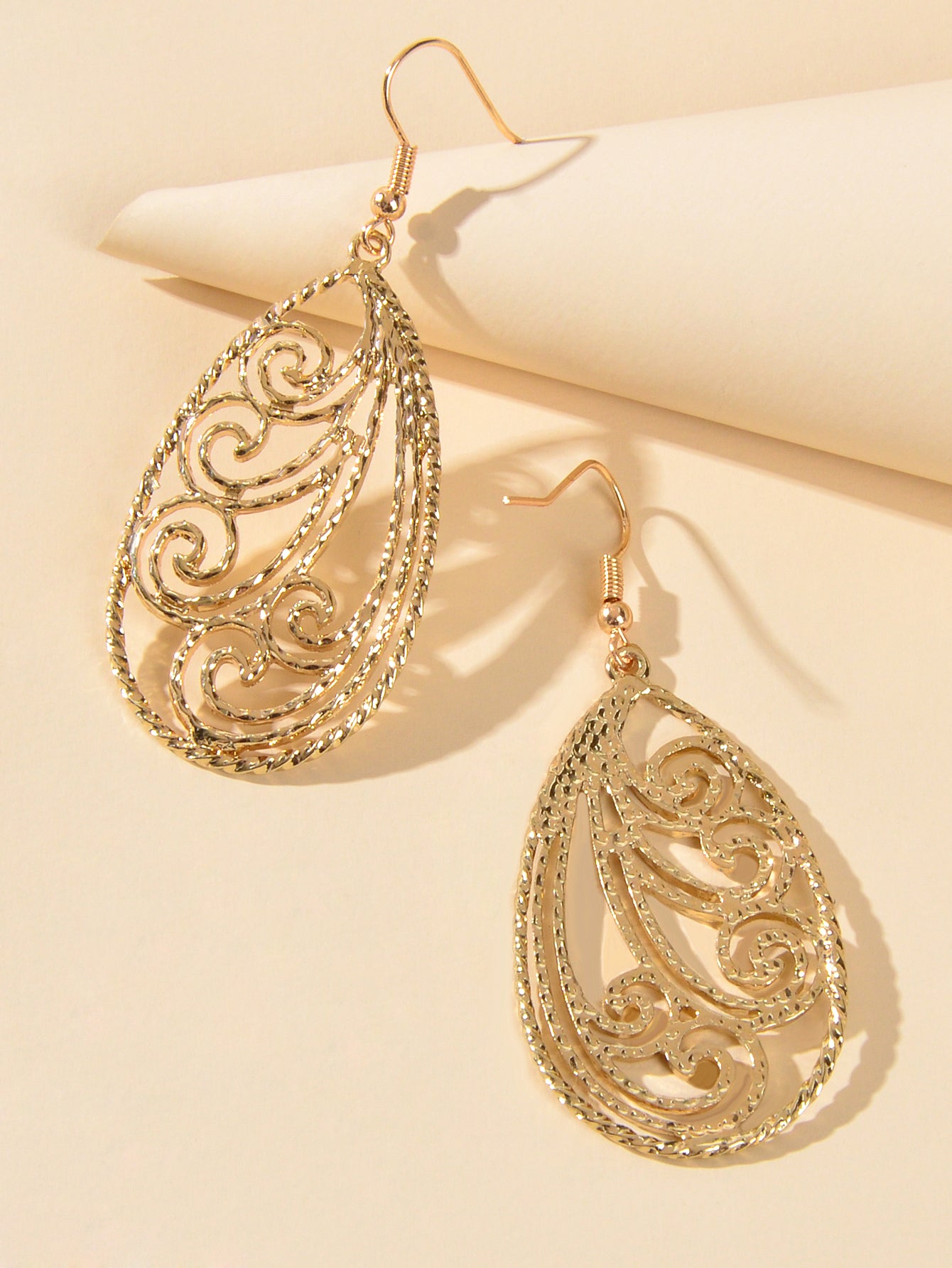 Party Decoration Women Gold Silver Hollow out Flower Water Drop Dangle Earrings