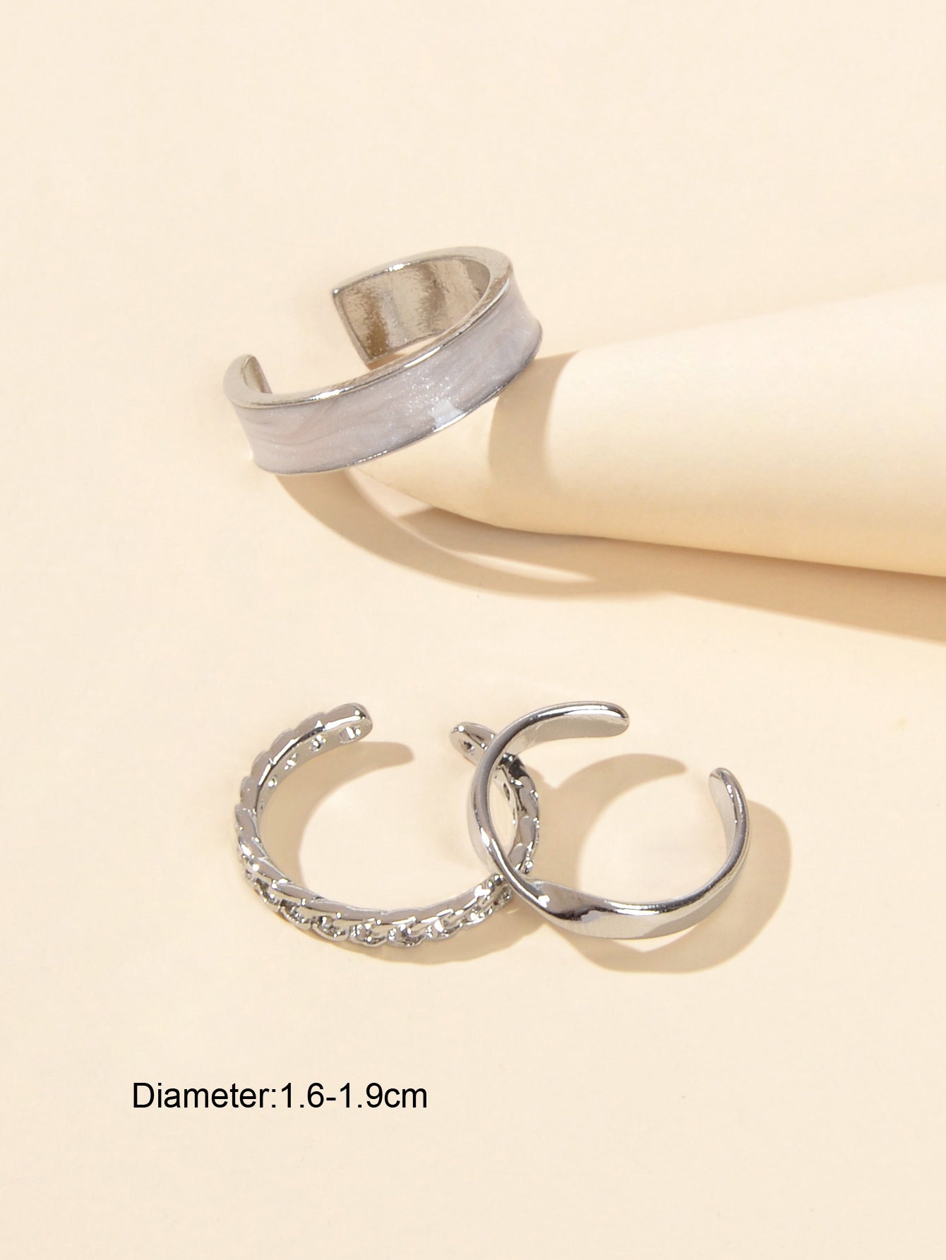 3 pcs Retro Stackable White Enamel Midi Knuckle Ring set Multiple Bulk Pack Ring
