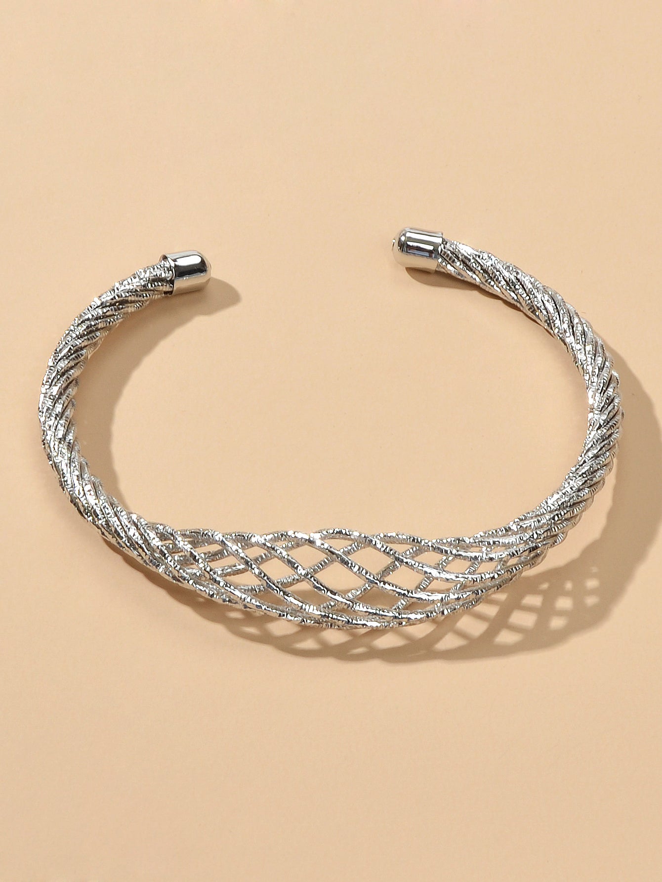 Ladies Jewellery Hollow Mesh Shape Gold Silver Open Cuff Women Bangle Bracelets