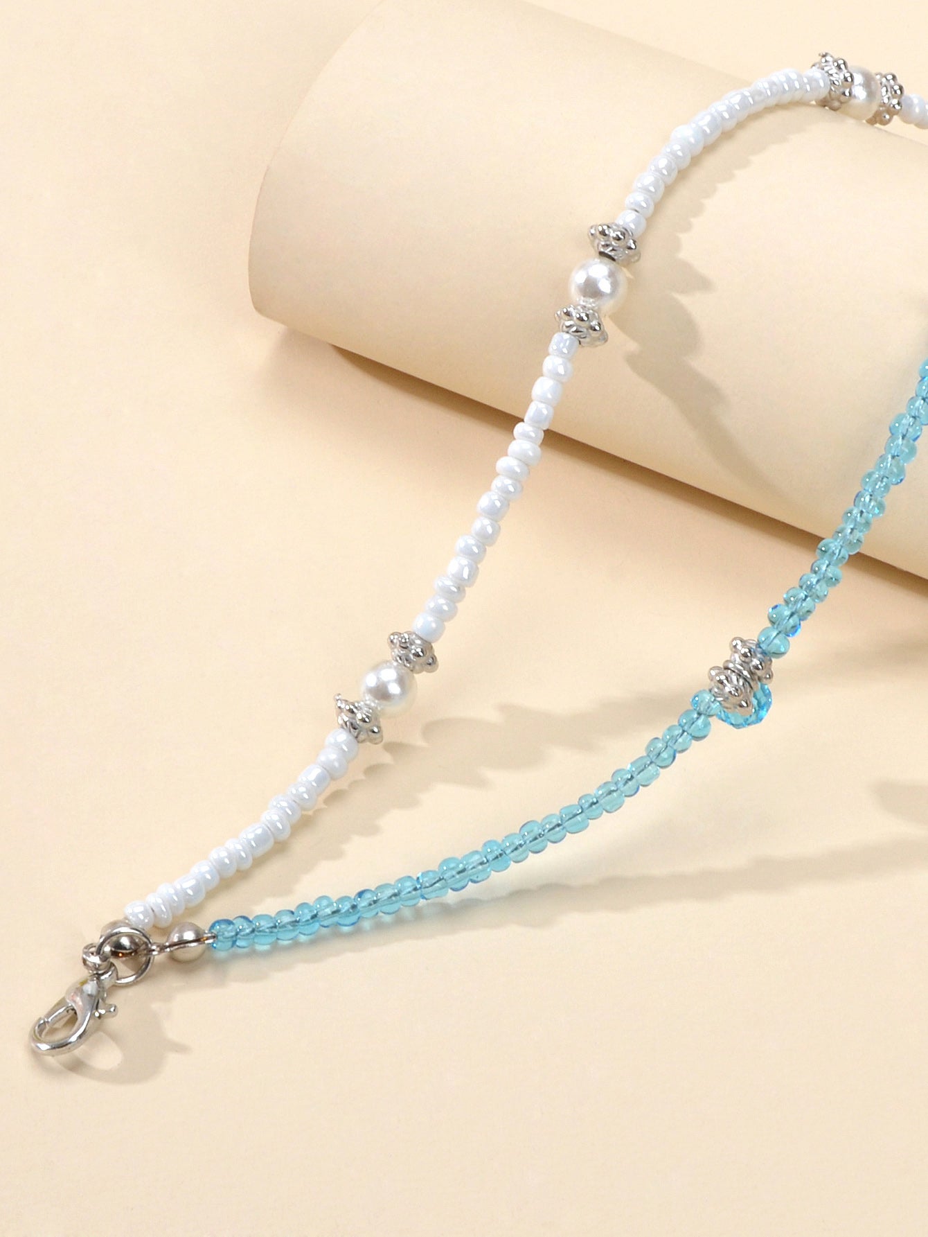 Fashion Jewellery Handmade Double layer Blue White Seed Beads Strand Bracelet