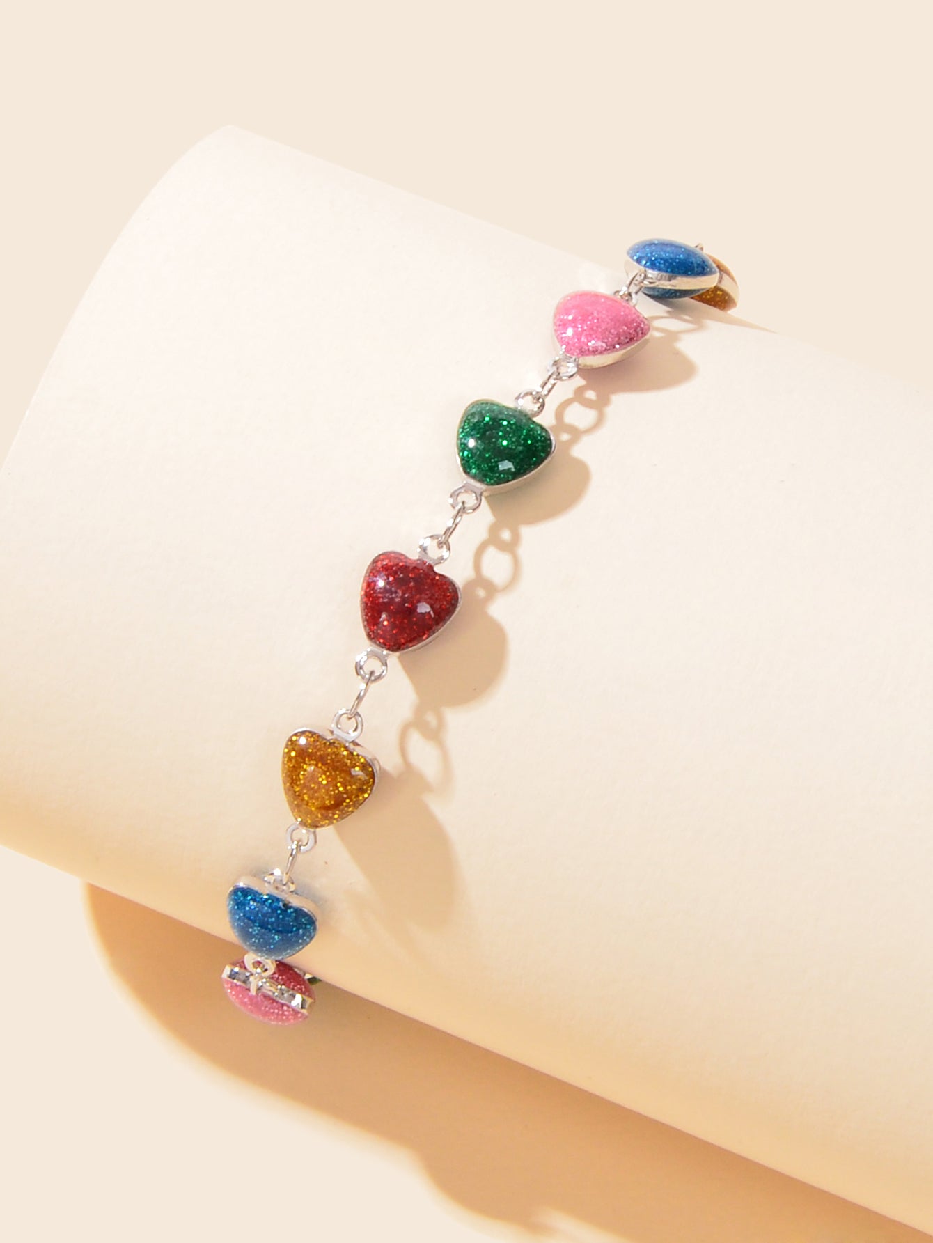 Gold Plated Multi Color Heart Beaded Anklet Summer Beach Boho Foot Chain Jewelry