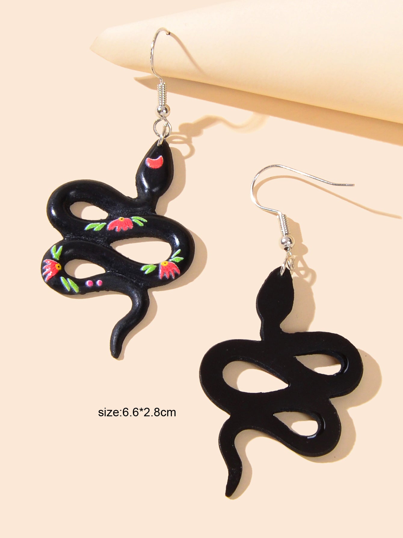 Punk Hip Hop Style Jewelry Black Resin Snake Dangle Statement Earrings for Women