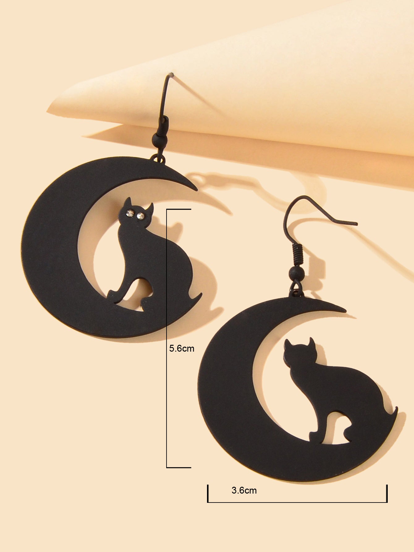 Gothic Black Animal Cat Moon Dangle Earrings Gift Girls Unique Chic Jewellery